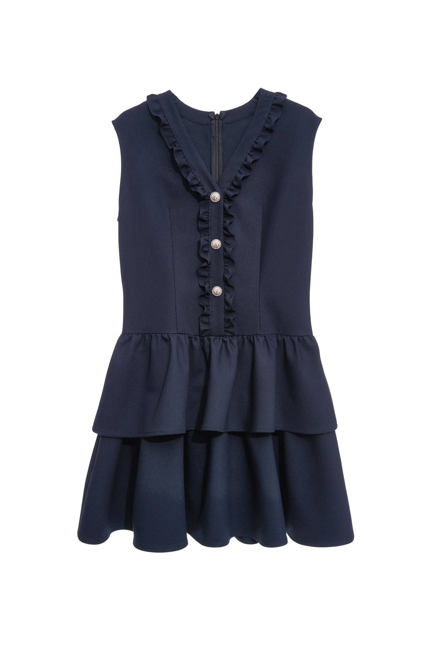 Ruffle Trim Detail Navy DressRuffle Trim Detail Navy Dress,Dresses,Season (SS) Look
