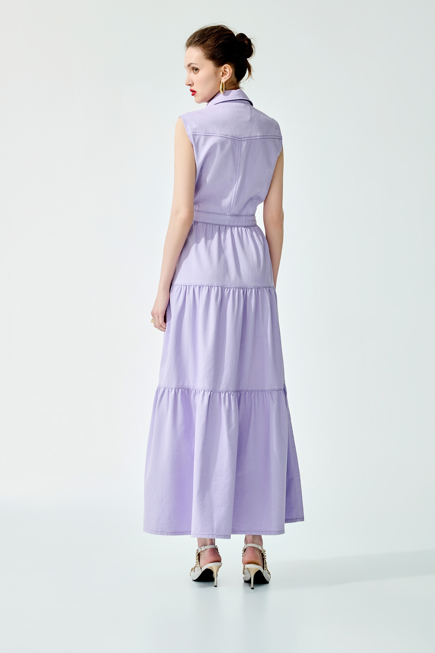 Sleeveless Purple Shirt DressSleeveless Purple Shirt Dress,Dresses,Season (SS) Look,Denim