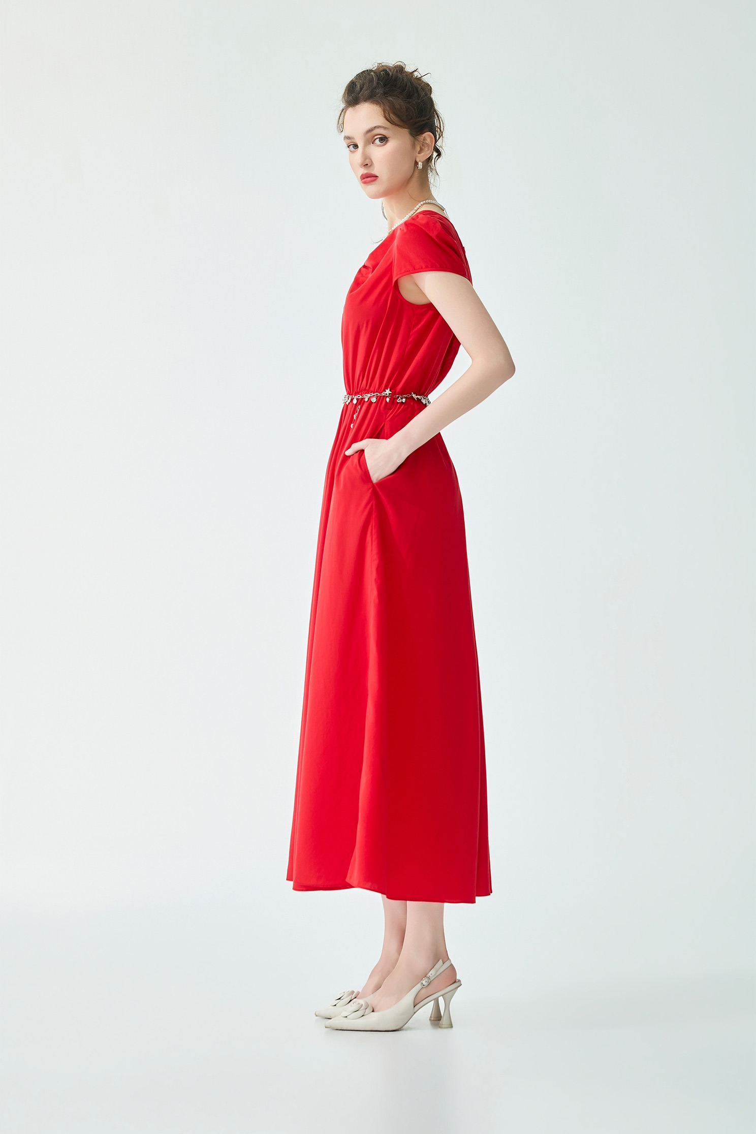 V-neckline Knot Detail Maxi DressV-neckline Knot Detail Maxi Dress,Dresses,Season (SS) Look