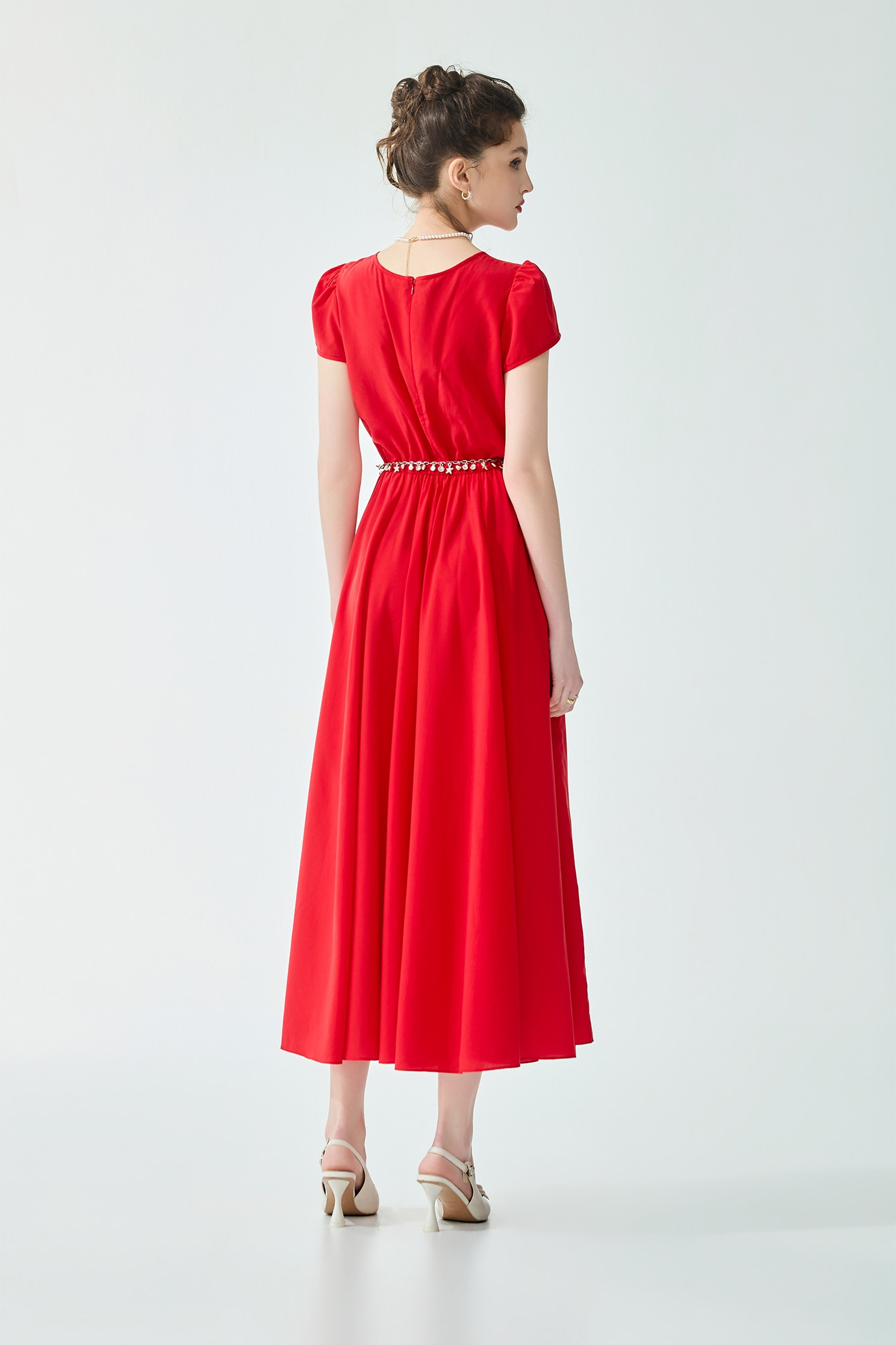 V-neckline Knot Detail Maxi DressV-neckline Knot Detail Maxi Dress,Dresses,Season (SS) Look