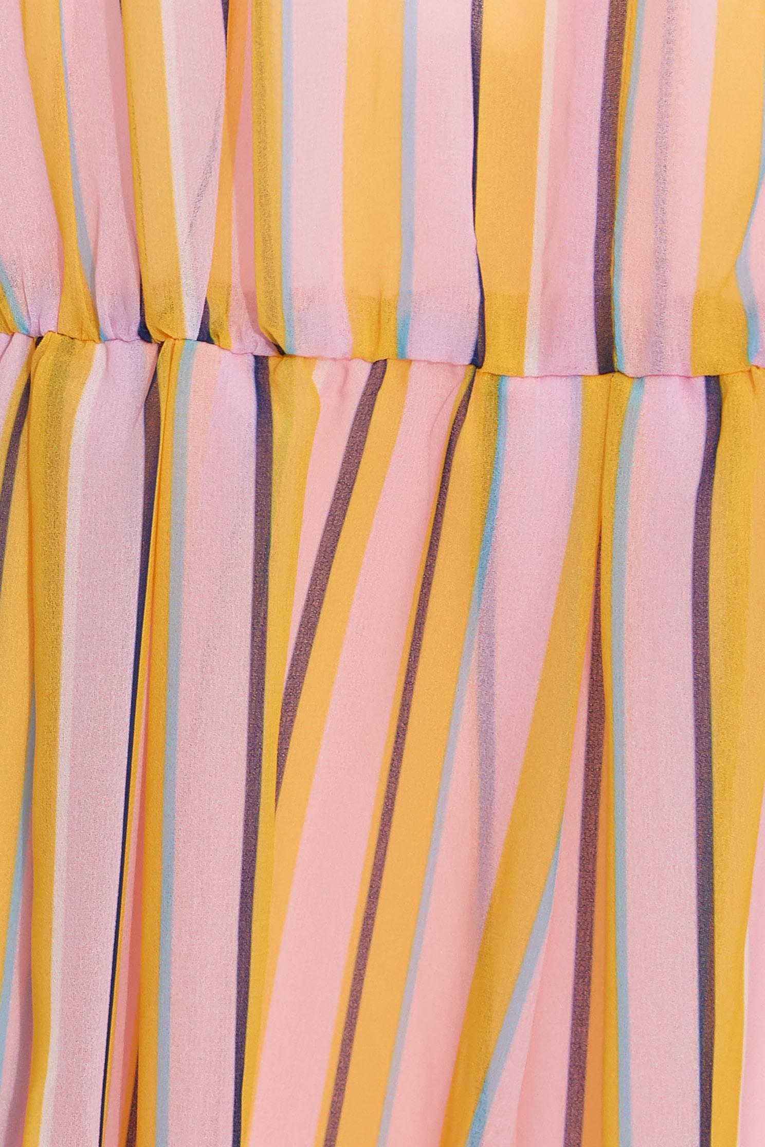 Summer Stripe Print Chiffon DressColorful straight striped round-neck mini dress,Dresses,Season (SS) Look,Stripe,Trends