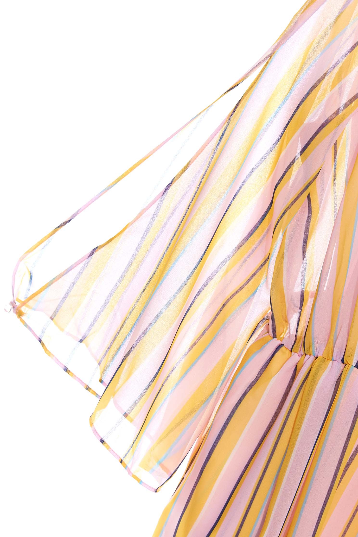 Summer Stripe Print Chiffon DressColorful straight striped round-neck mini dress,Dresses,Season (SS) Look,Stripe,Trends