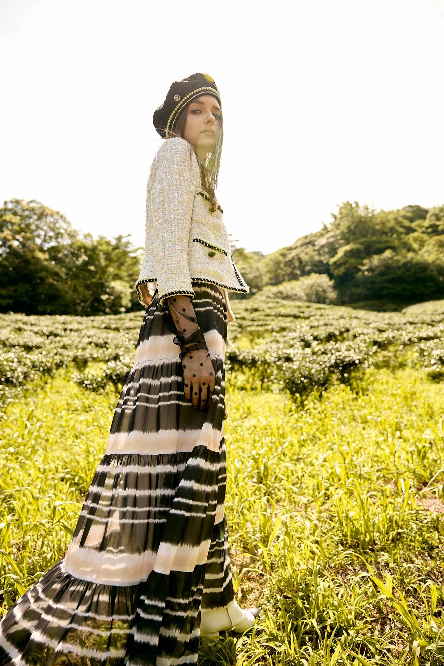 Button Front Gradient Stripe Maxi Dress雙色綁染感印花雪紡長洋裝,Shirt dresses,Season (AW) Look