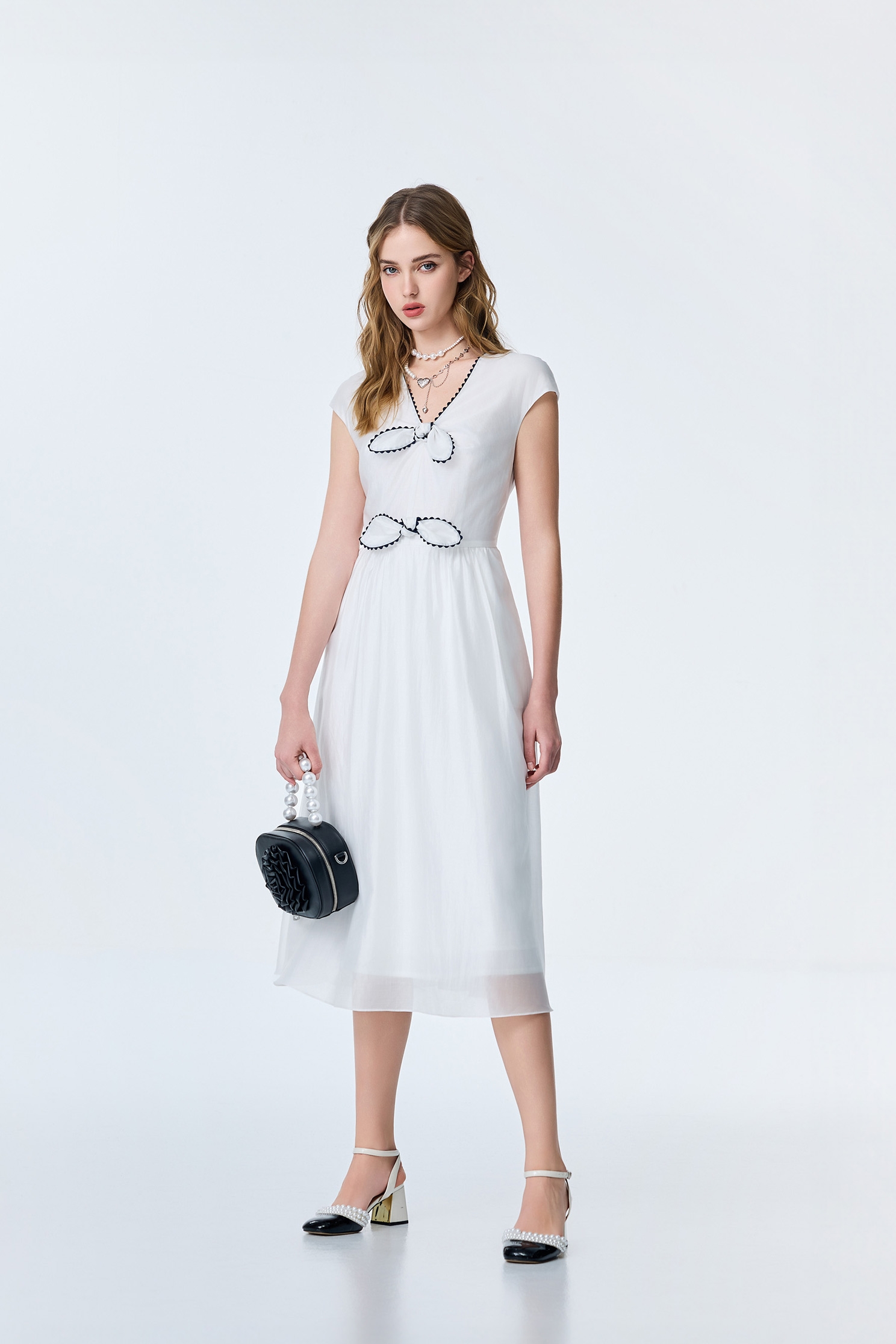 Front Bow Detail Midi DressFront Bow Detail Midi Dress,Dresses,Season (SS) Look,White dresses,Urban Fashion
