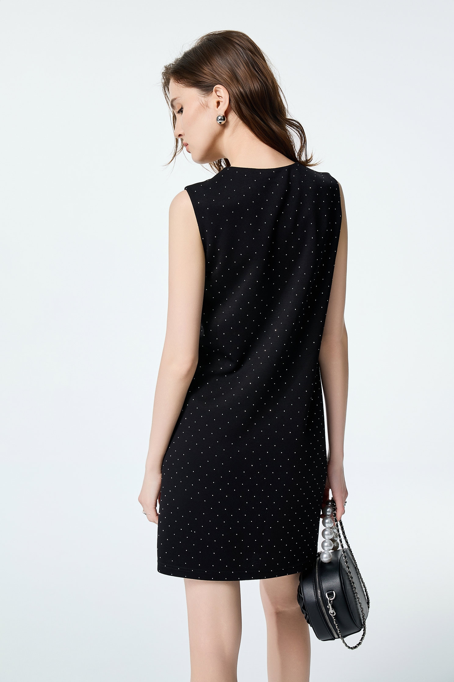 Iron On Sequin V-neck Short Dress,Dresses,Season (SS) Look,Back To Classic,Back To B/W,Black dresses
