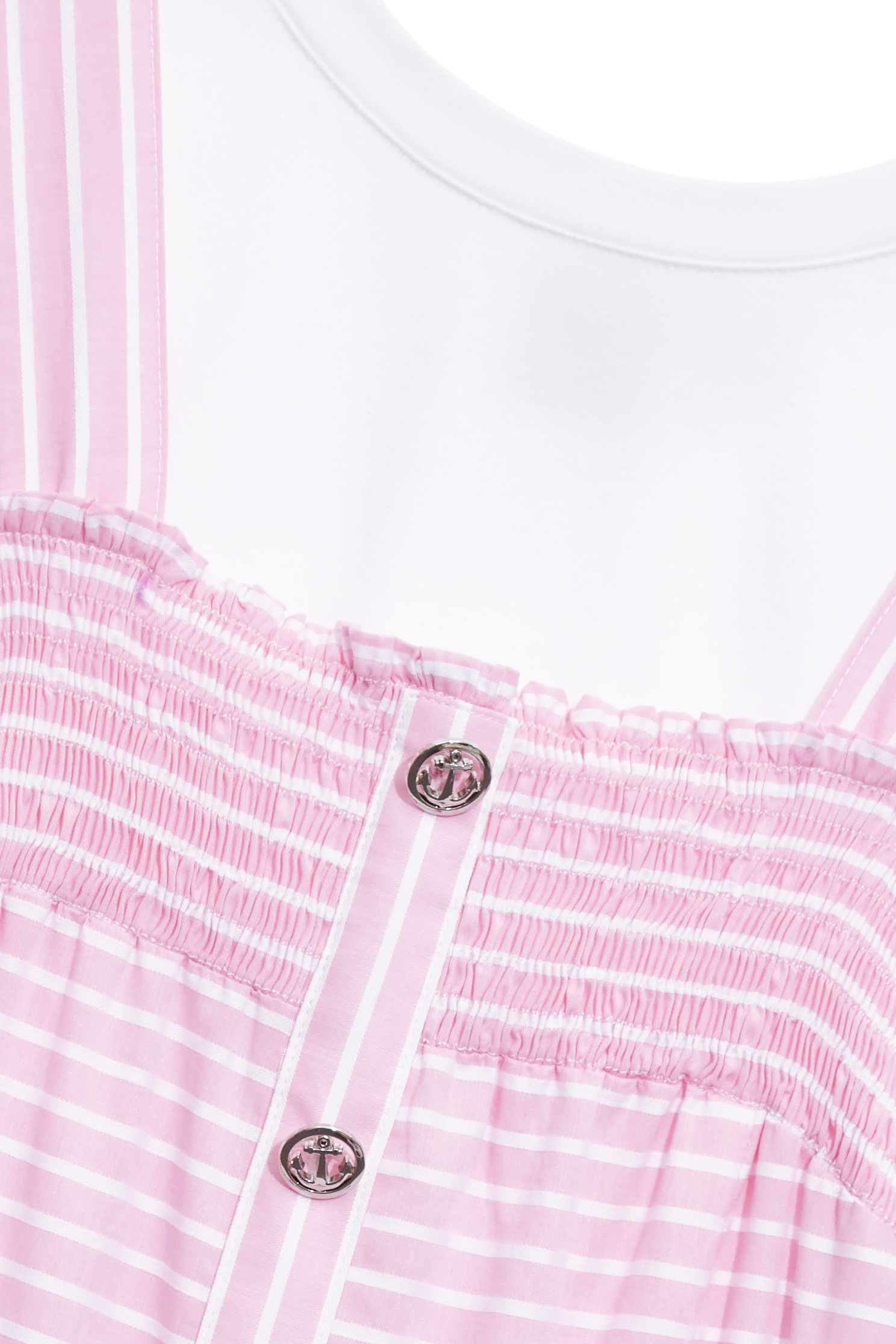 White Pinstripe Sleevless Pink Maxi Dress,Dresses,sleeveless tops,Season (SS) Look,Stripe,White tops,sleeveless tops