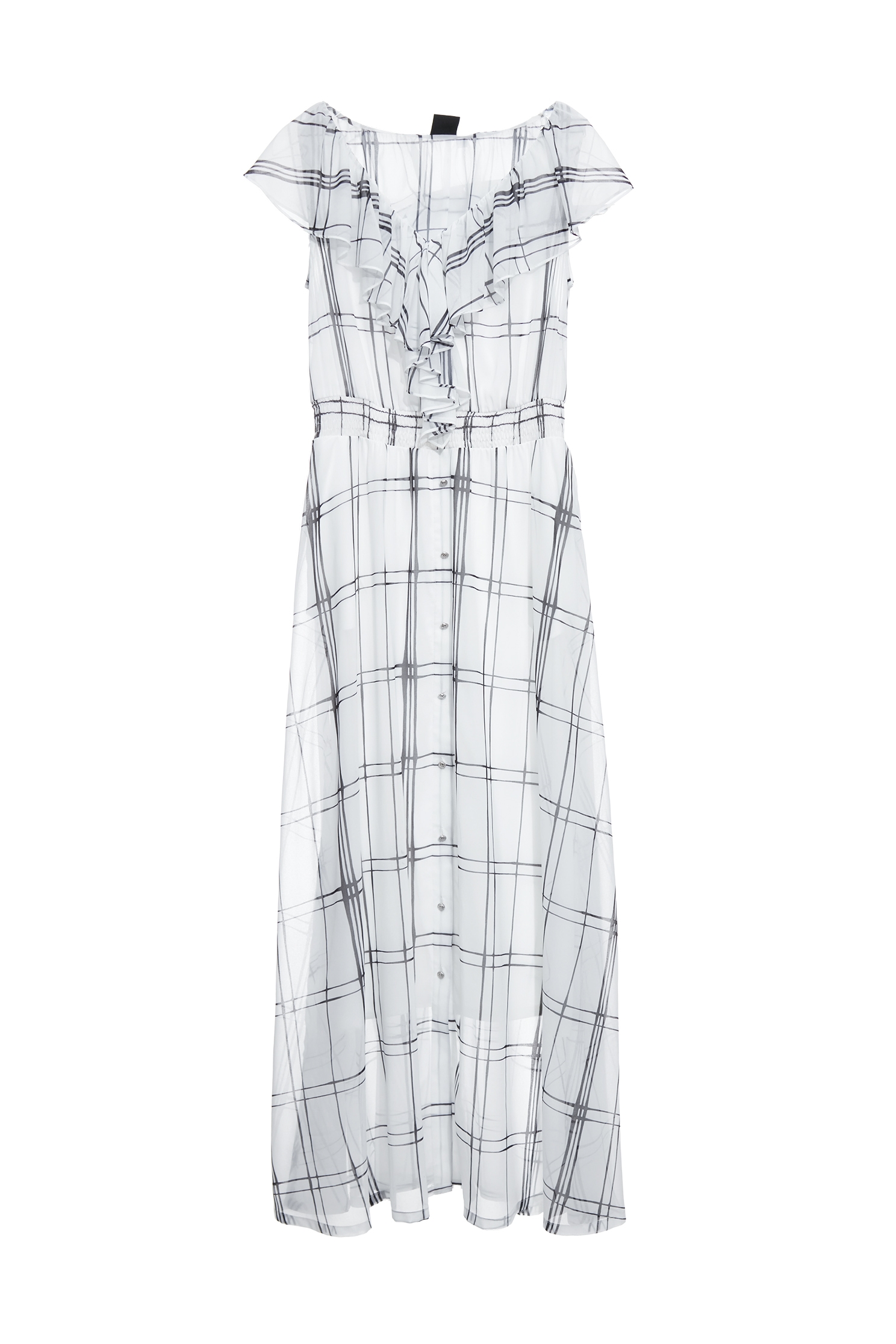 Checked Ruffle Maxi DressChecked Ruffle Maxi Dress,Dresses,Under shirts,Season (SS) Look,Plaid,Chiffon