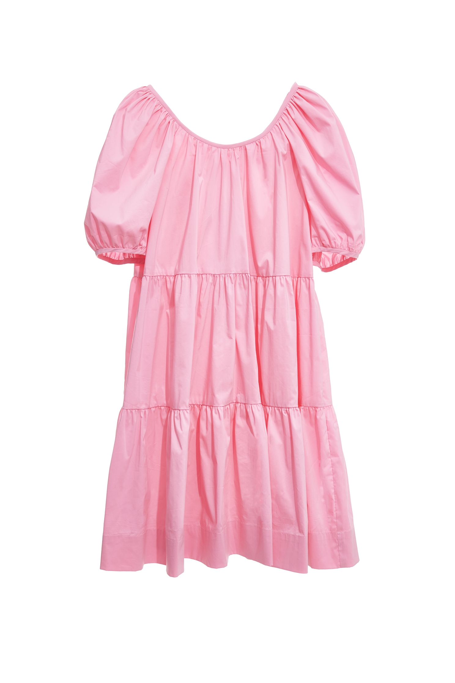 Puff Sleeve Bow Detail Pink DressPuff Sleeve Bow Detail Pink Dress,Dresses,Season (SS) Look