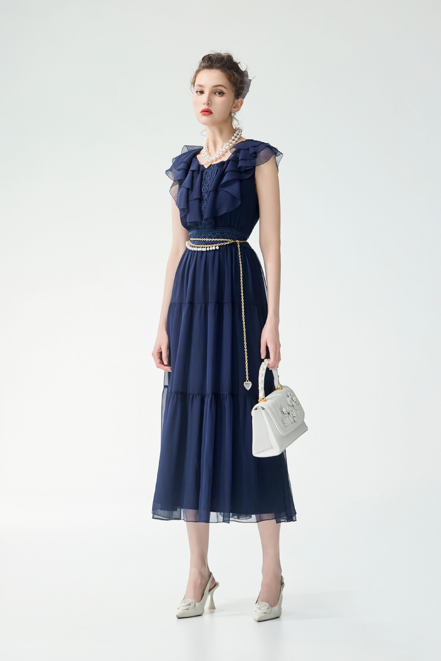 Lace Detail Ruffle Maxi DressLace Detail Ruffle Maxi Dress,Dresses,Chiffon dresses,Season (SS) Look,Lace,Chiffon,Chiffon dresses