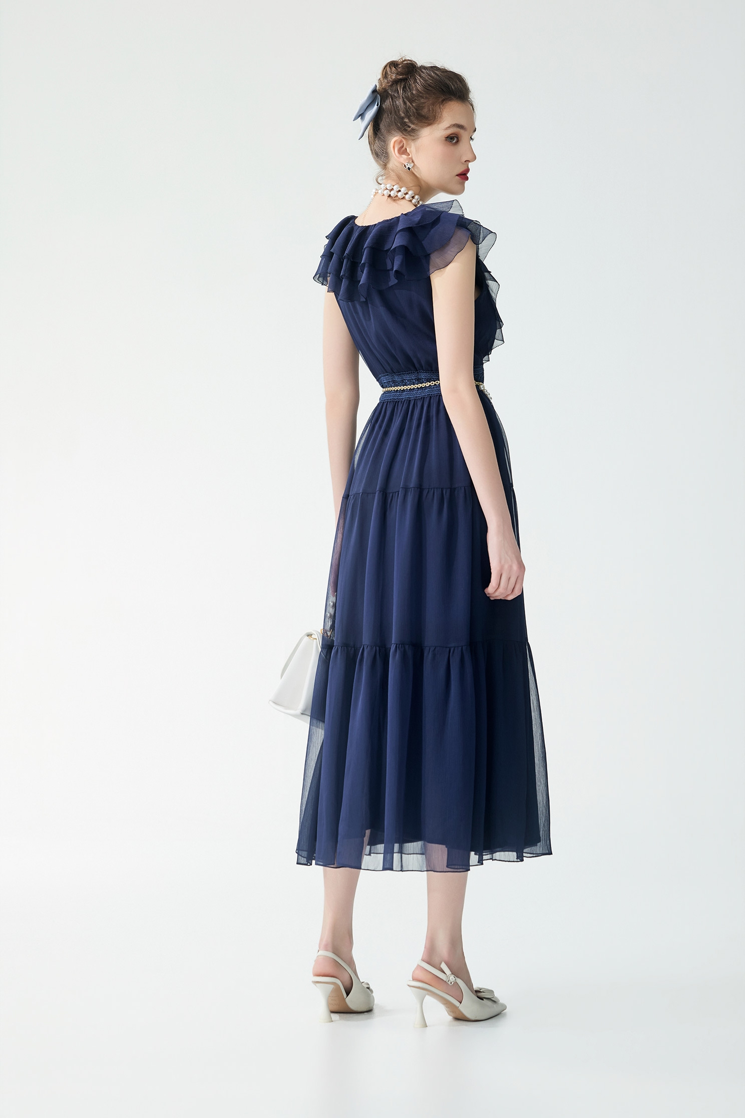 Lace Detail Ruffle Maxi DressLace Detail Ruffle Maxi Dress,Dresses,Chiffon dresses,Season (SS) Look,Lace,Chiffon,Chiffon dresses