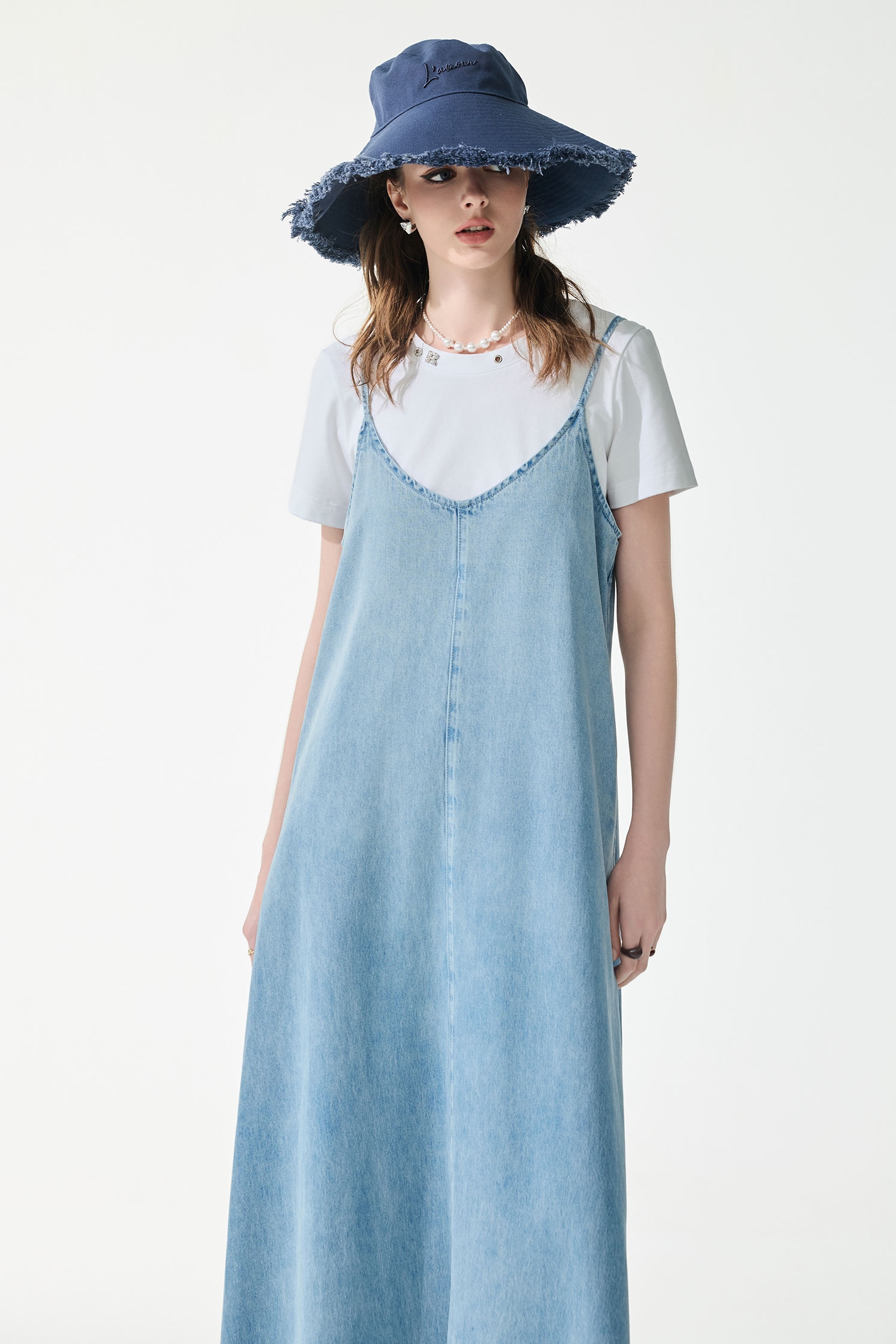 Loose Fit Denim Washed Maxi Dress,Dresses,Season (SS) Look,Denim