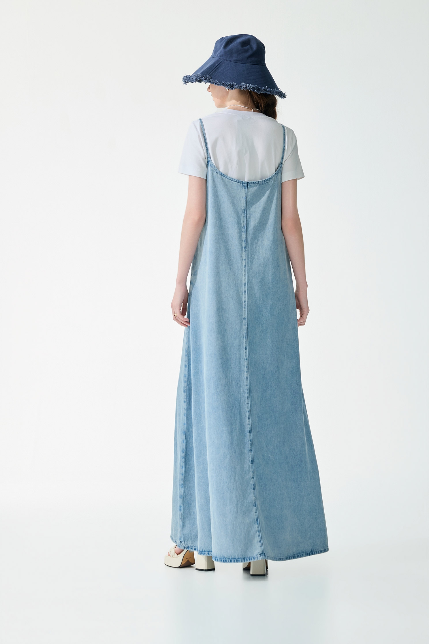 Loose Fit Denim Washed Maxi Dress,Dresses,Season (SS) Look,Denim