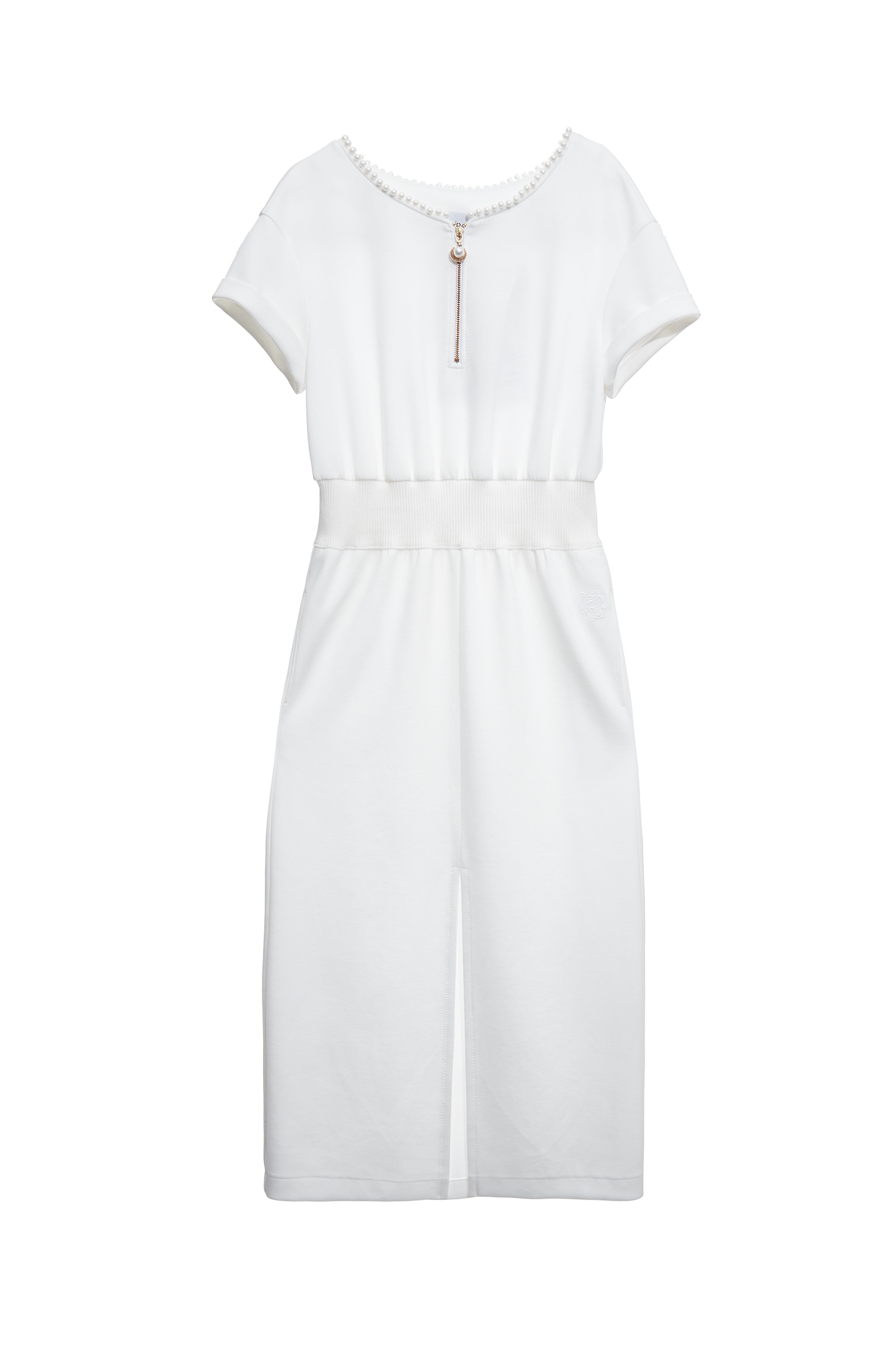 Minimalist Pearl Applique Short Sleeve DressMinimalist Pearl Applique Short Sleeve Dress,Dresses,Season (SS) Look,pearl,White dresses