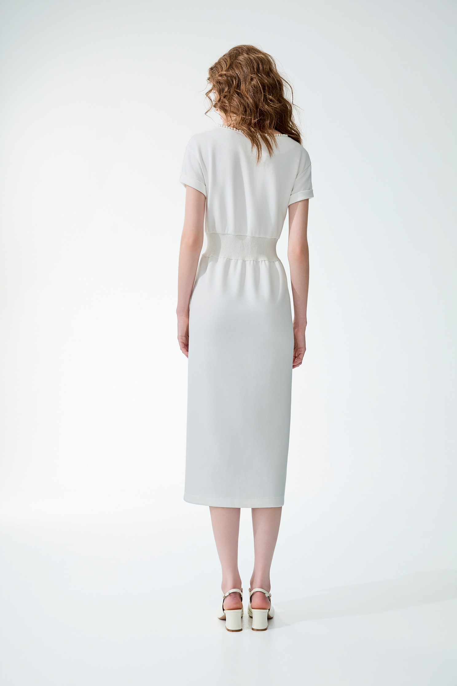 Minimalist Pearl Applique Short Sleeve DressMinimalist Pearl Applique Short Sleeve Dress,Dresses,Season (SS) Look,pearl,White dresses