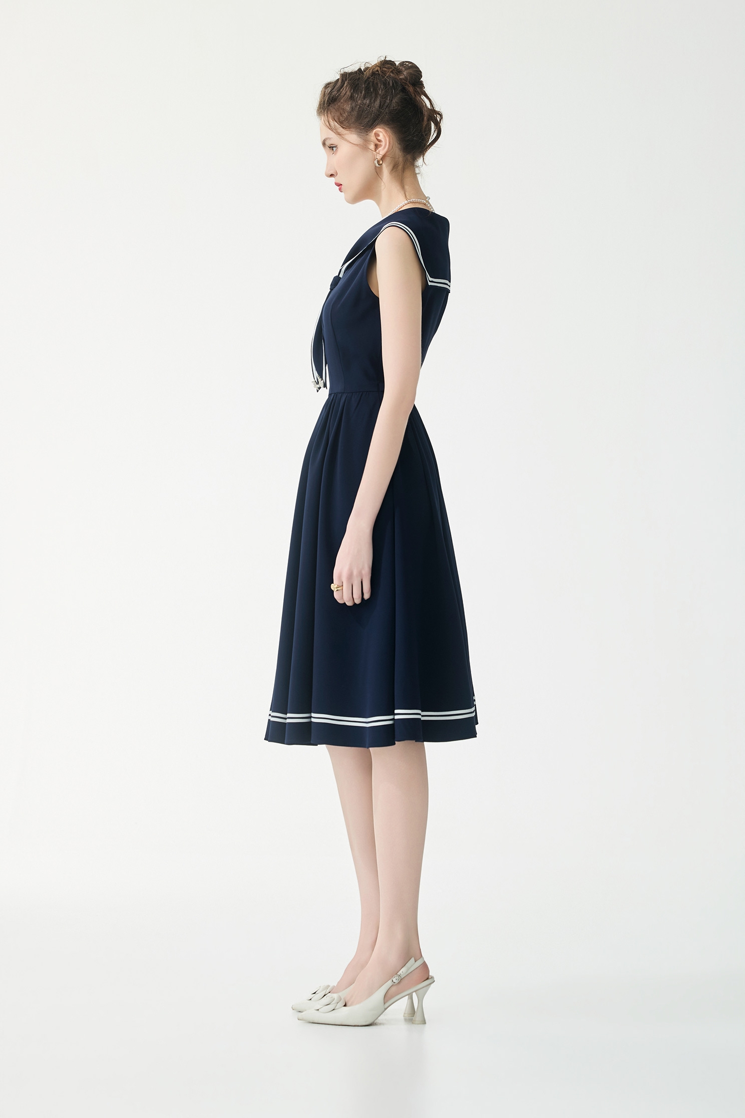 Sailor Collar Navy Sleevless DressSailor Collar Navy Sleevless Dress,Dresses,Season (SS) Look