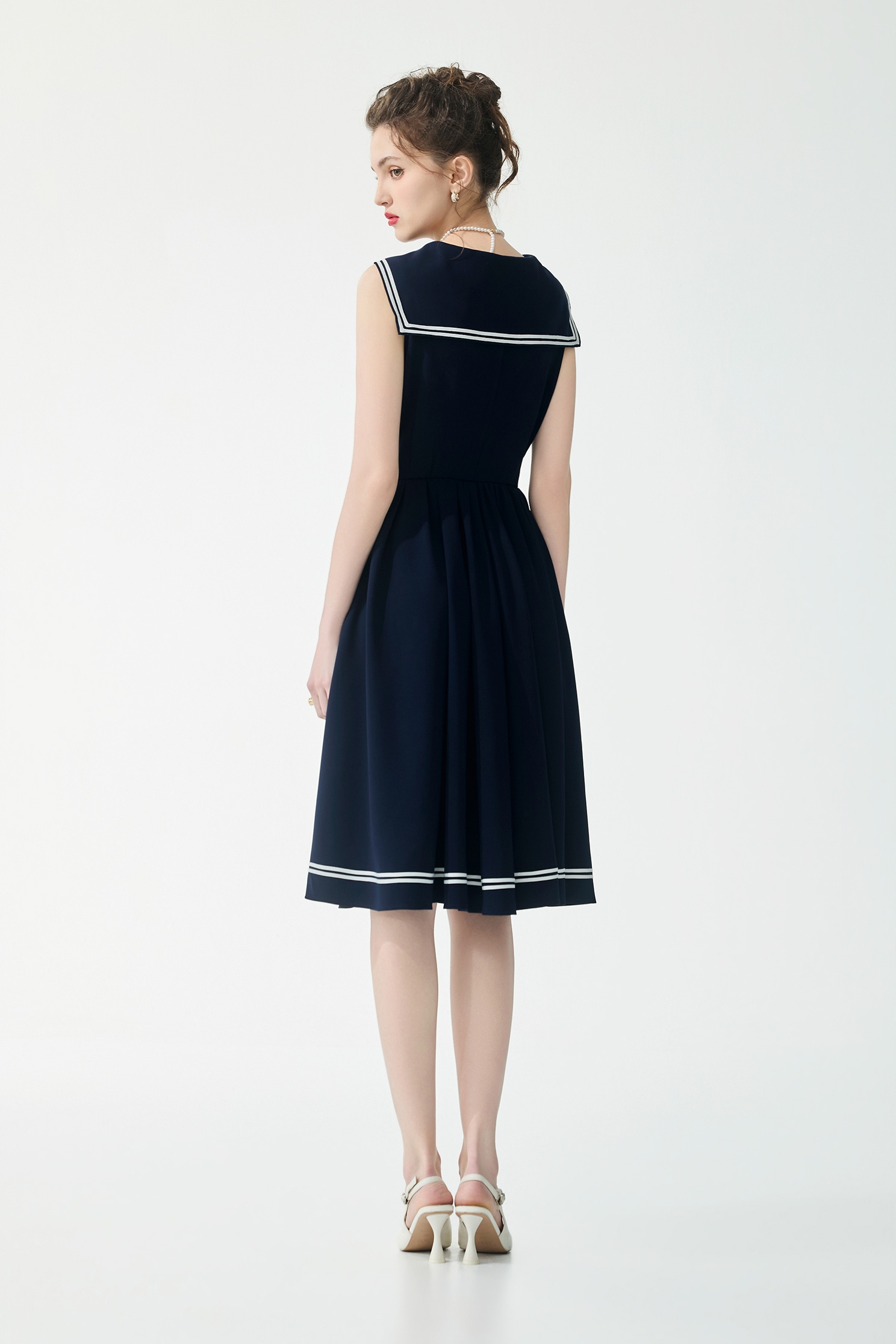 Sailor Collar Navy Sleevless DressSailor Collar Navy Sleevless Dress,Dresses,Season (SS) Look