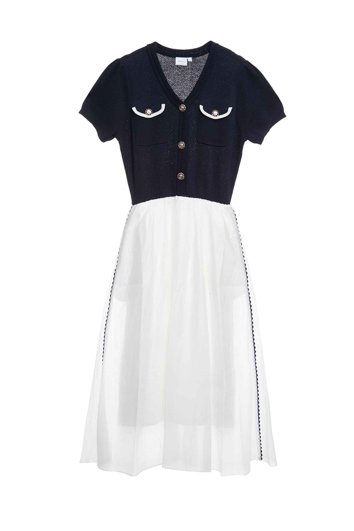 Knit Woven Mix Fabric Colour Block Dress,Dresses,Season (SS) Look,White dresses,Knitted