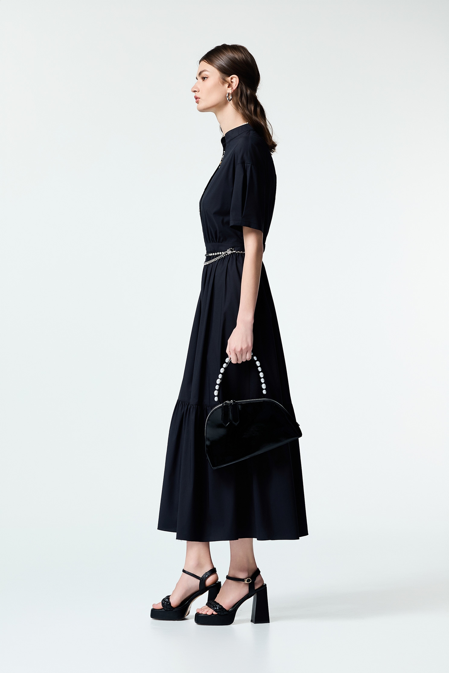 Short Sleeve Maxi Shirt DressShort Sleeve Maxi Shirt Dress,Dresses,Season (SS) Look,Back To Classic,Back To B/W,Black dresses