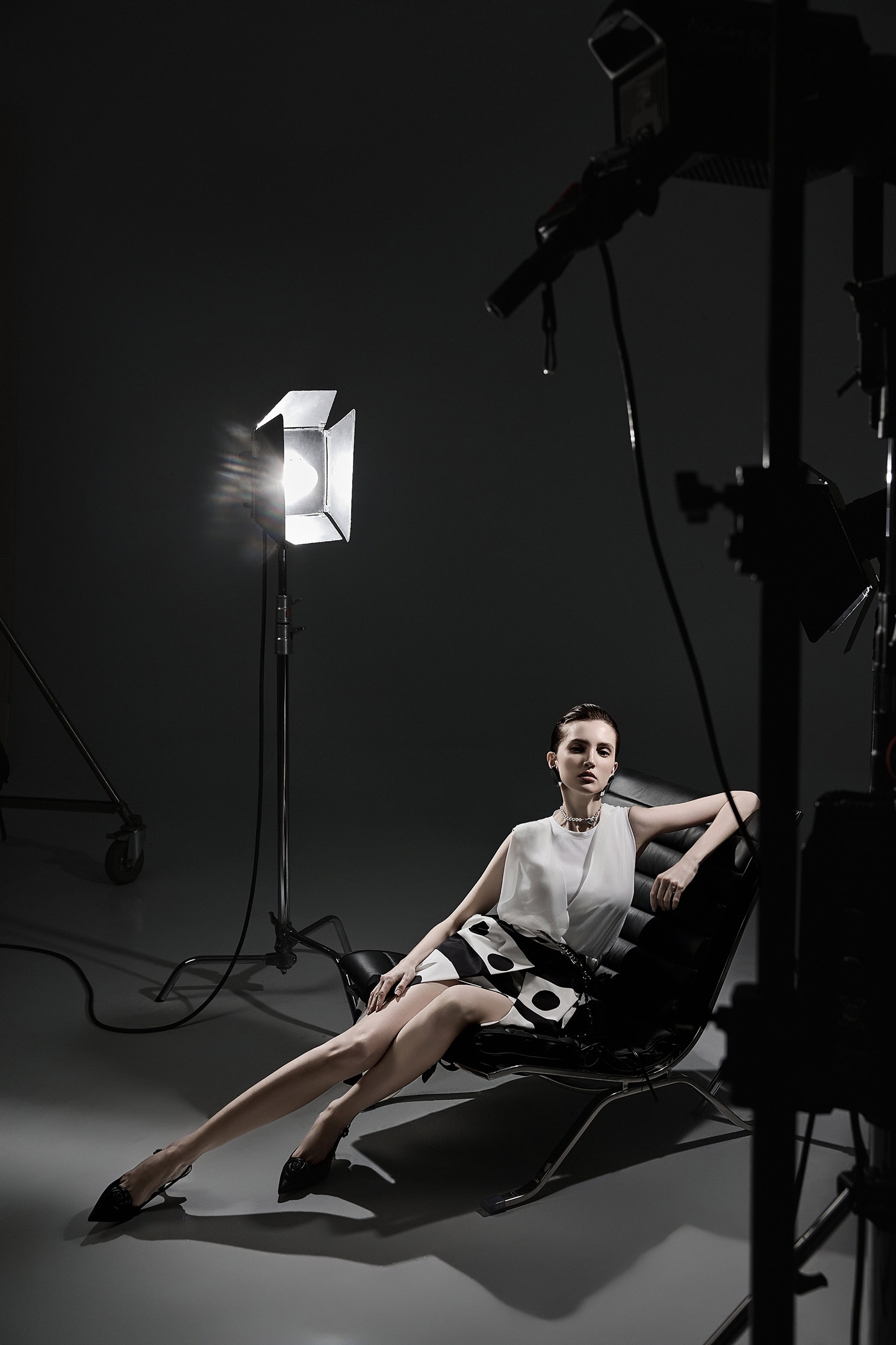 Stripe With Polka Dot Print Sleeveless DressStripe With Polka Dot Print Sleeveless Dress,Dresses,Season (SS) Look,dotcollection,Back To Classic,Back To B/W