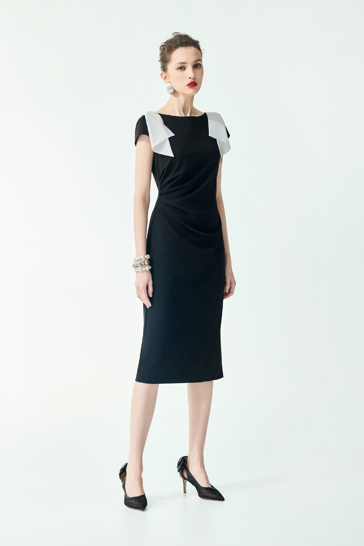 Contrast Bow Detail Fitted DressContrast Bow Detail Fitted Dress,Dresses,Season (SS) Look,bows,Black dresses