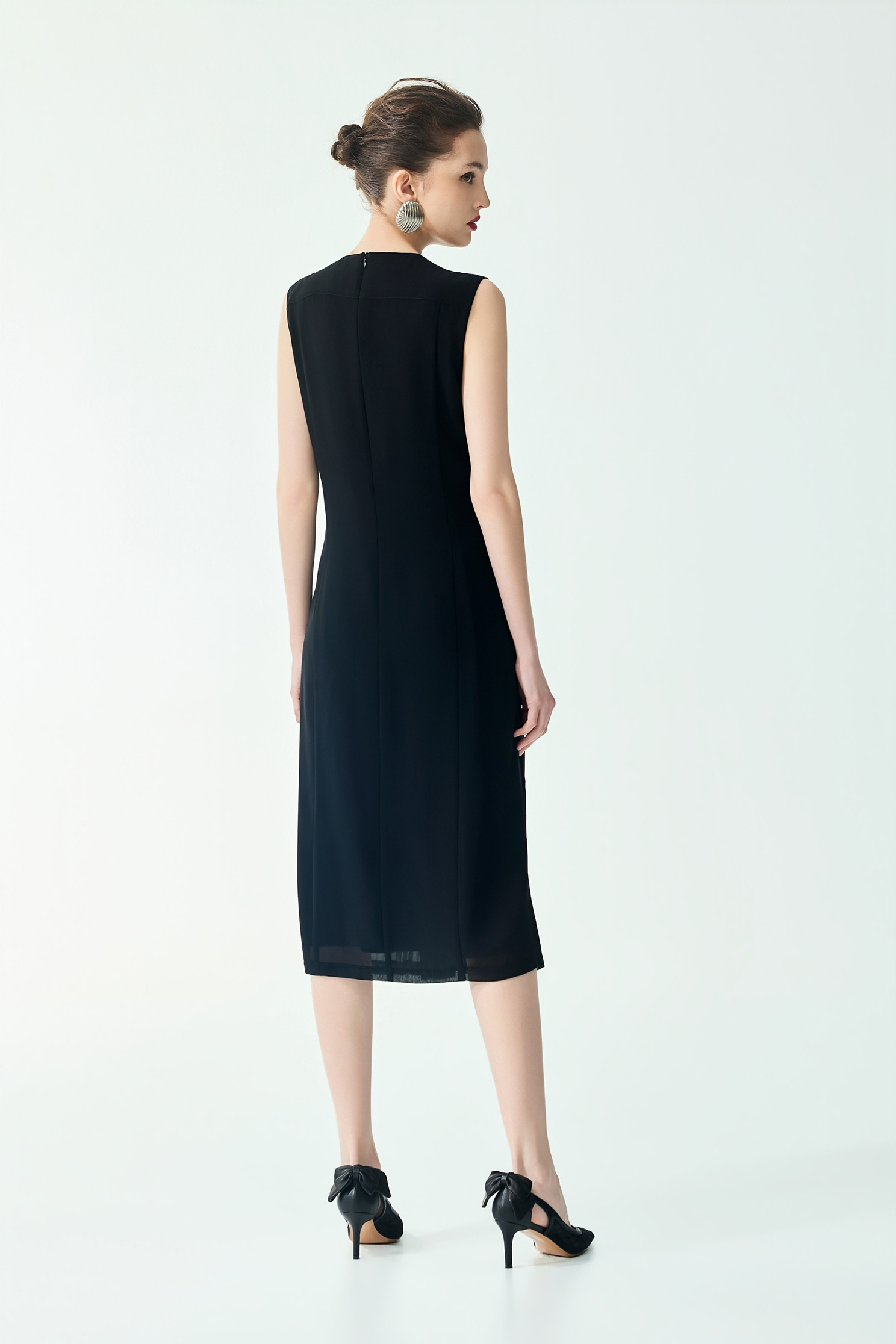 Pleated Sleeveless DressPleated Sleeveless Dress,Dresses,sleeveless tops,Season (SS) Look,sleeveless tops,Chiffon,Black dresses