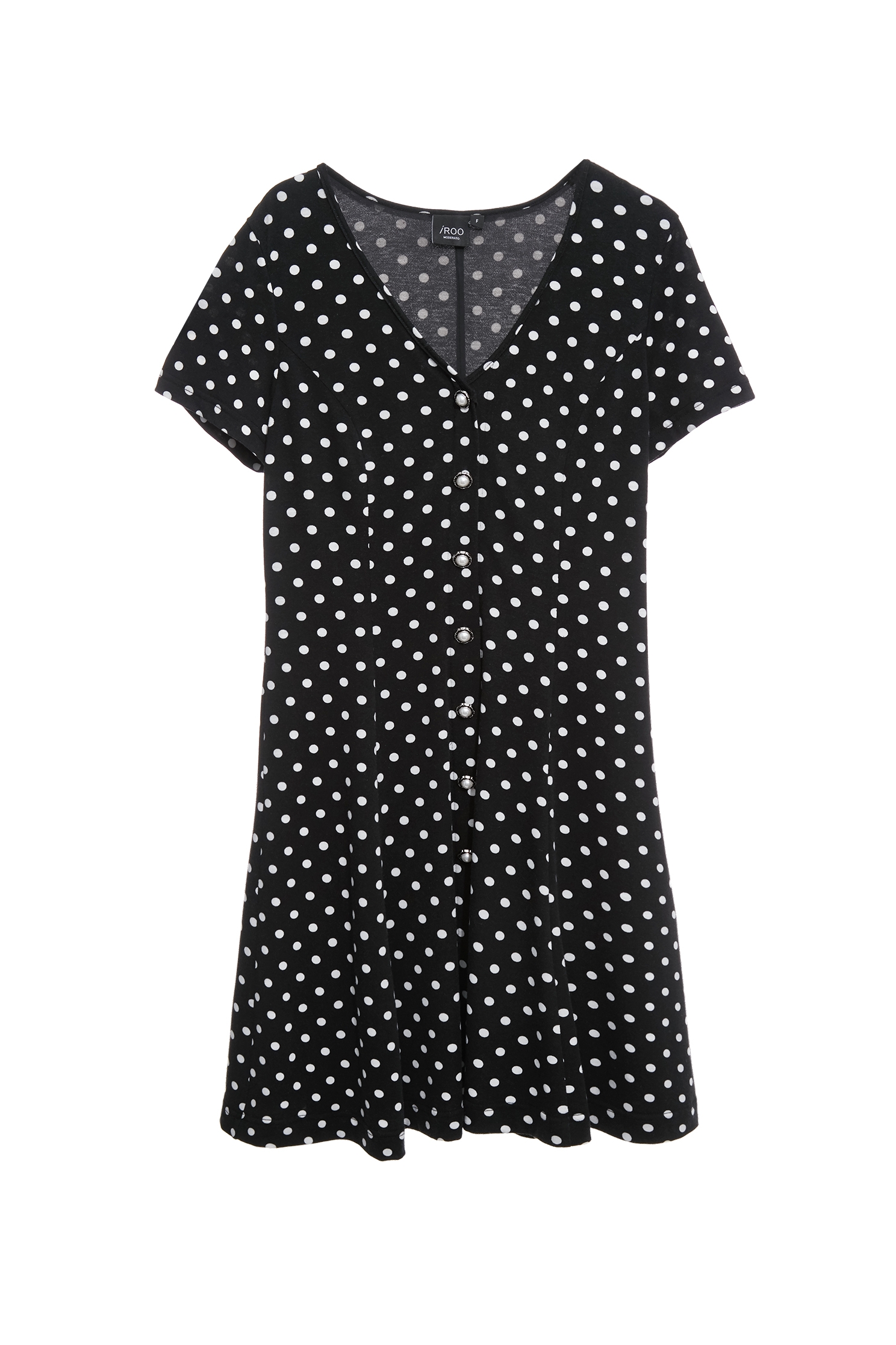 V-neck Polka Dot Short Sleeve DressV-neck Polka Dot Short Sleeve Dress,Dresses,Season (SS) Look,dotcollection,pearl