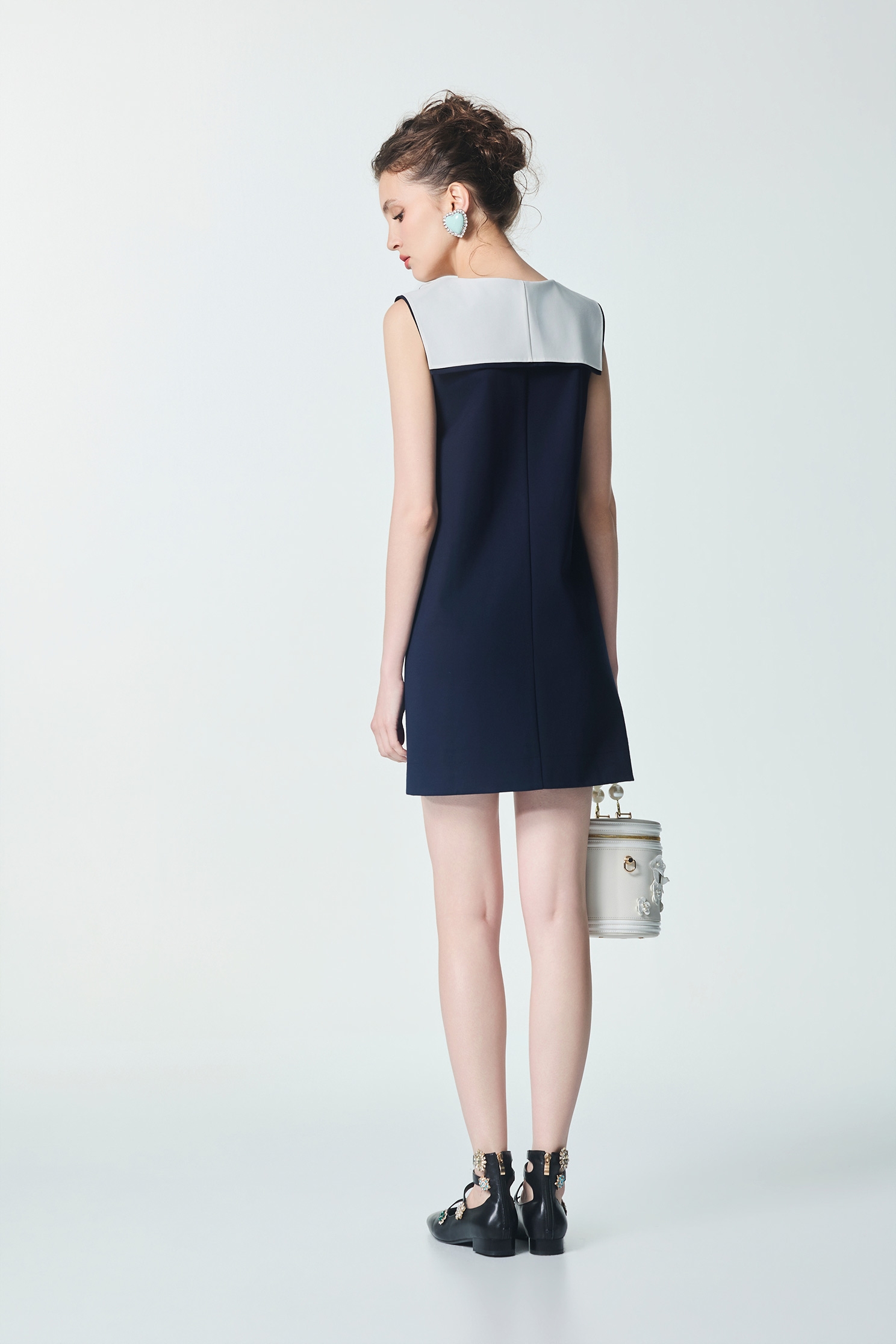 Contrast Collar Navy DressContrast Collar Navy Dress,Dresses,Season (SS) Look