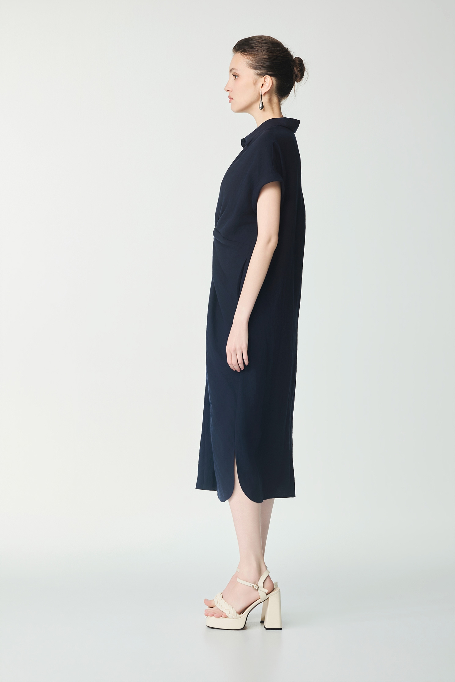 Front Twist Detail Navy DressFront Twist Detail Navy Dress,Dresses,Season (SS) Look