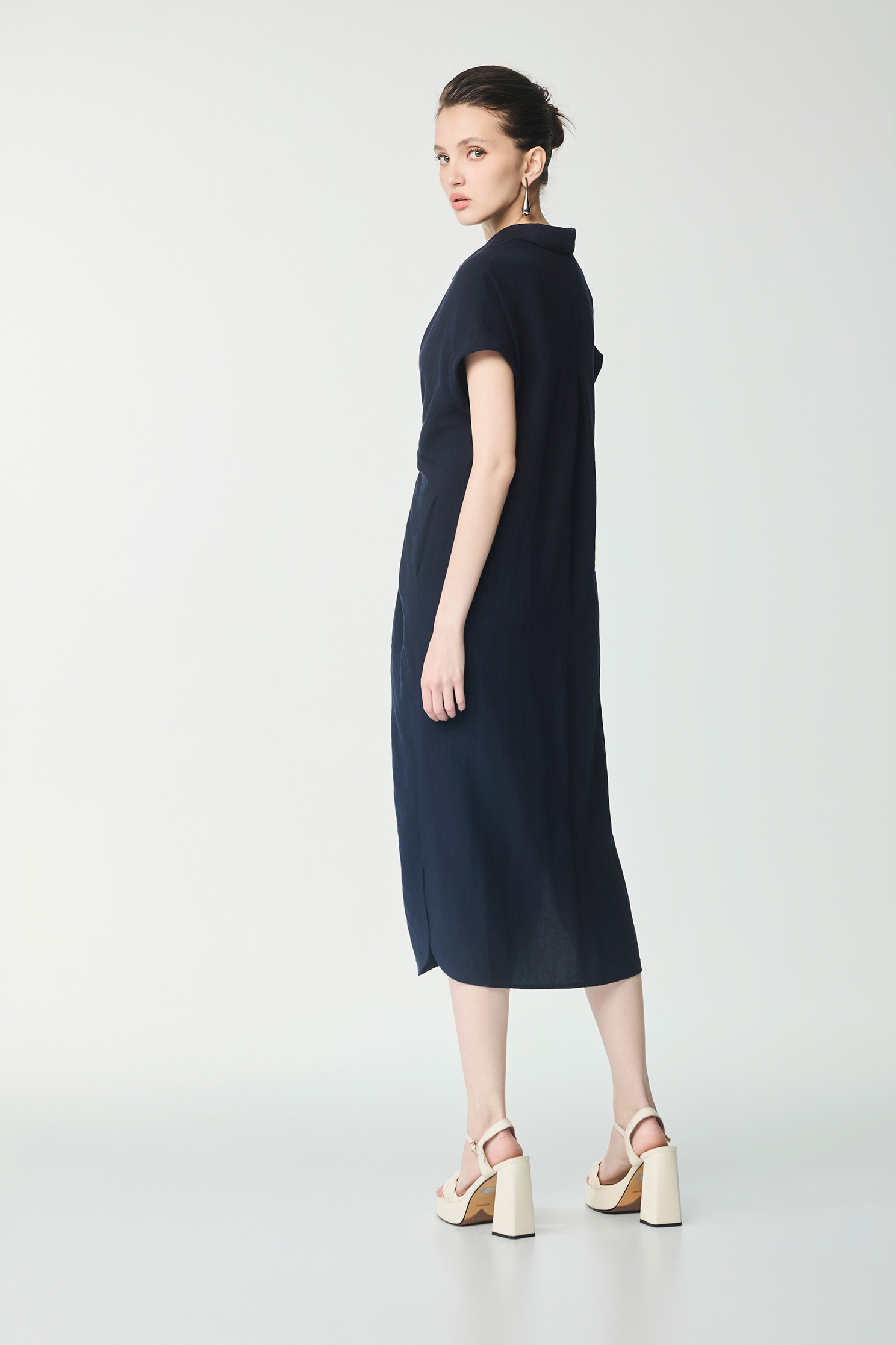 Front Twist Detail Navy DressFront Twist Detail Navy Dress,Dresses,Season (SS) Look