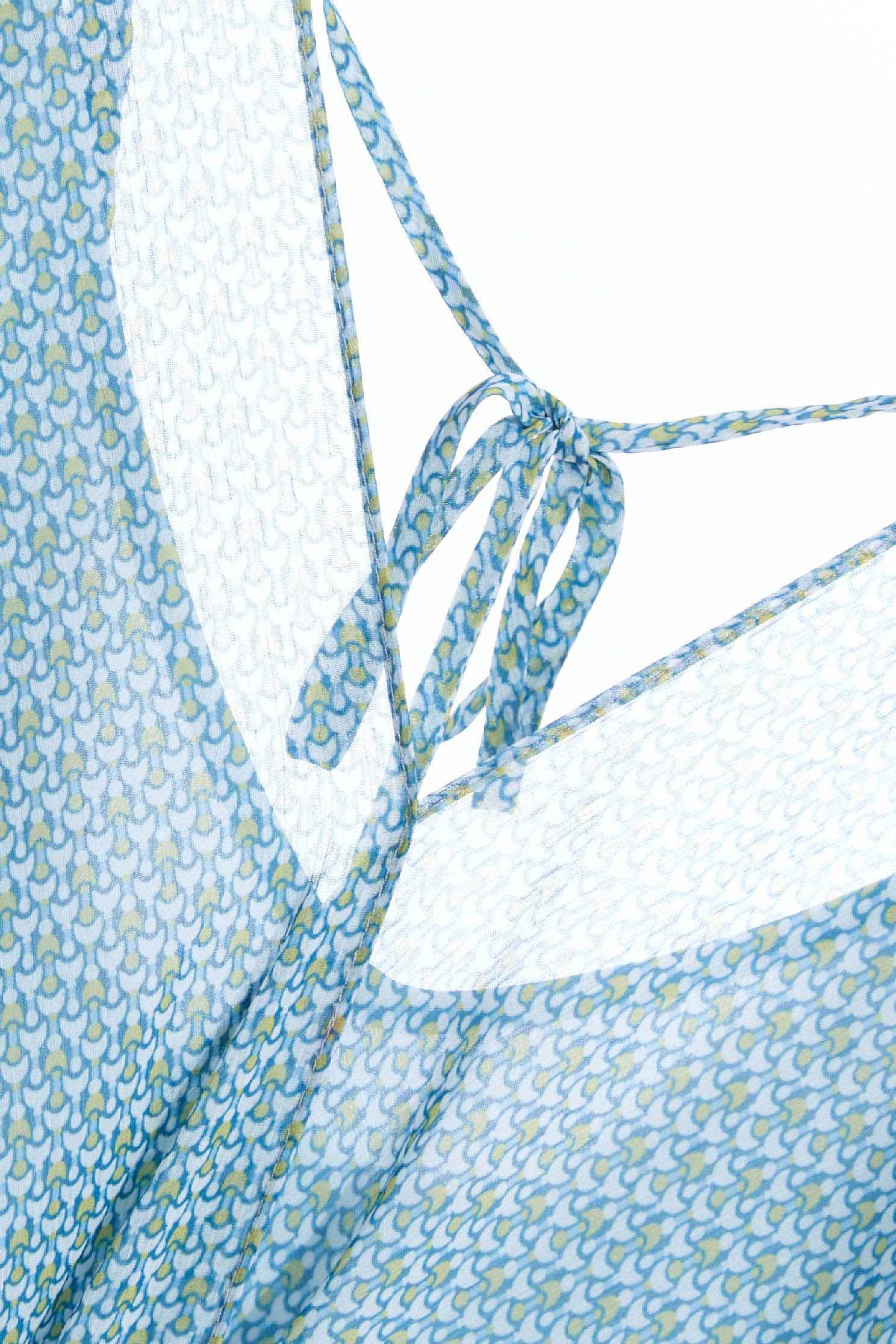 Small Geometric Print Chiffon DressCrescent moon print top with contrast fabric,V-Neck T shirts,Dresses,Season (SS) Look,mothergift,Valentine,Mesh fabric,Chiffon