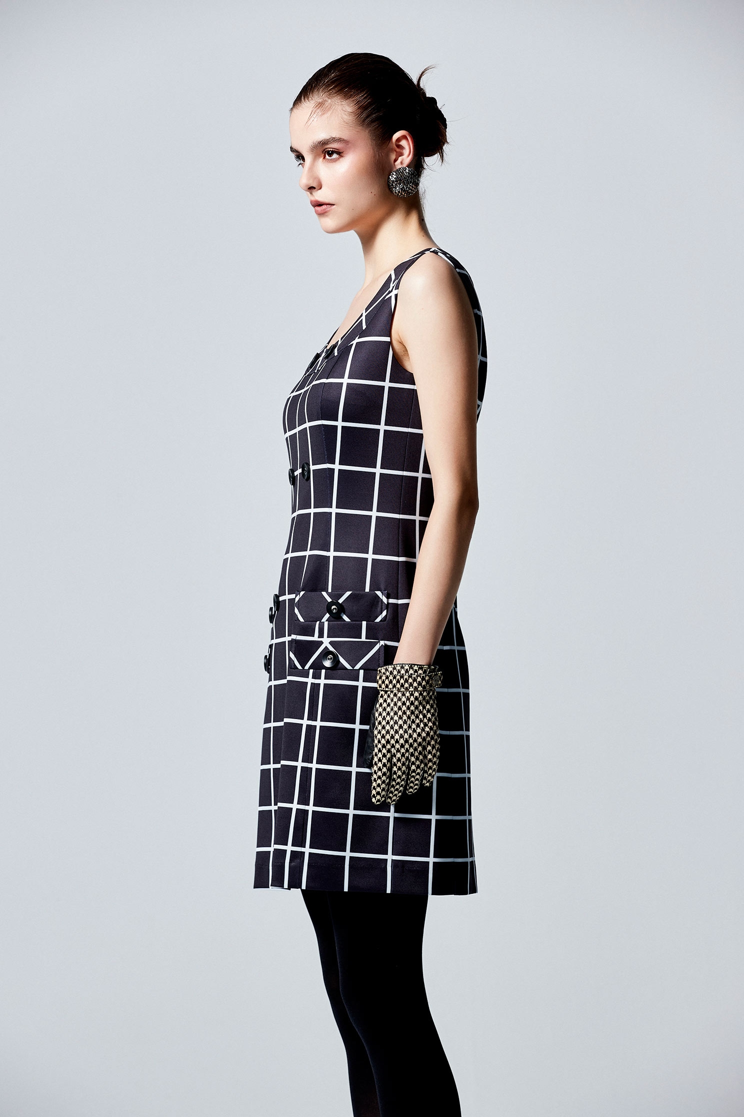 Sleeveless Checkered Short DressSleeveless Checkered Short Dress,Dresses,Season (AW) Look