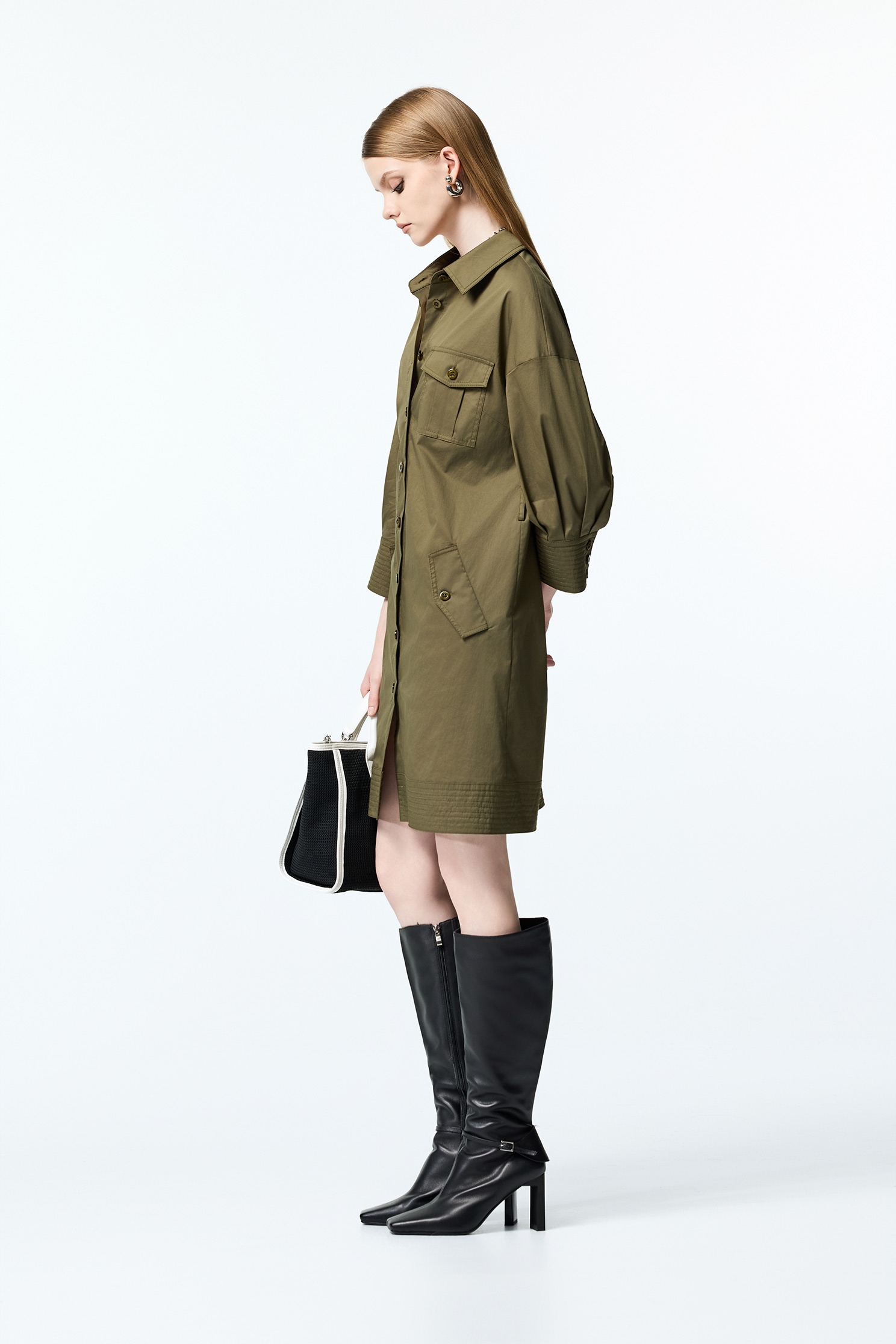 Moss Green Long Sleeve Shirt DressMoss Green Long Sleeve Shirt Dress,Dresses,Office Looks,Tops,Outerwear,Season (AW) Look,Blouses,Long shirts
