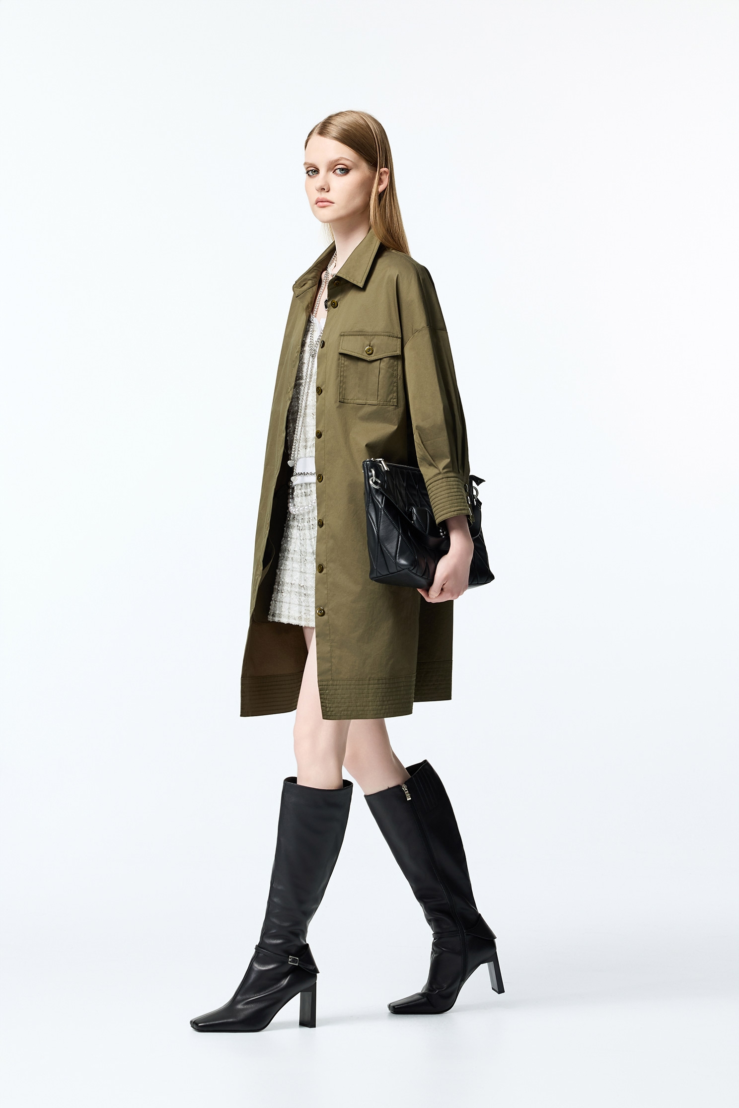 Moss Green Long Sleeve Shirt DressMoss Green Long Sleeve Shirt Dress,Dresses,Office Looks,Tops,Outerwear,Season (AW) Look,Blouses,Long shirts