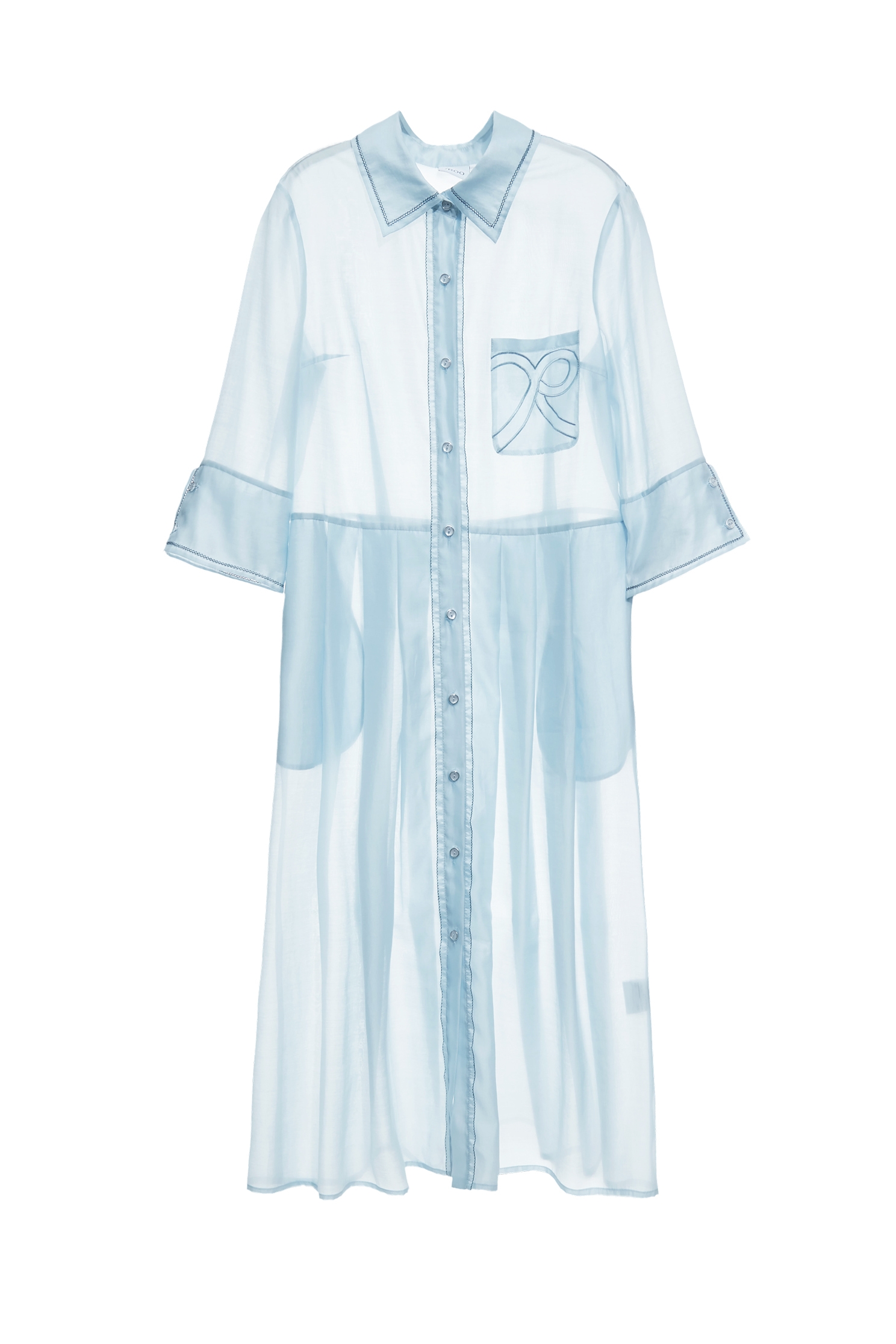 Light Blue Shirt Dress With Contrast Stitch DetailLight Blue Shirt Dress With Contrast Stitch Detail,Office Looks,Embroidered,Shirt dresses,Season (AW) Look,bows,upperclass