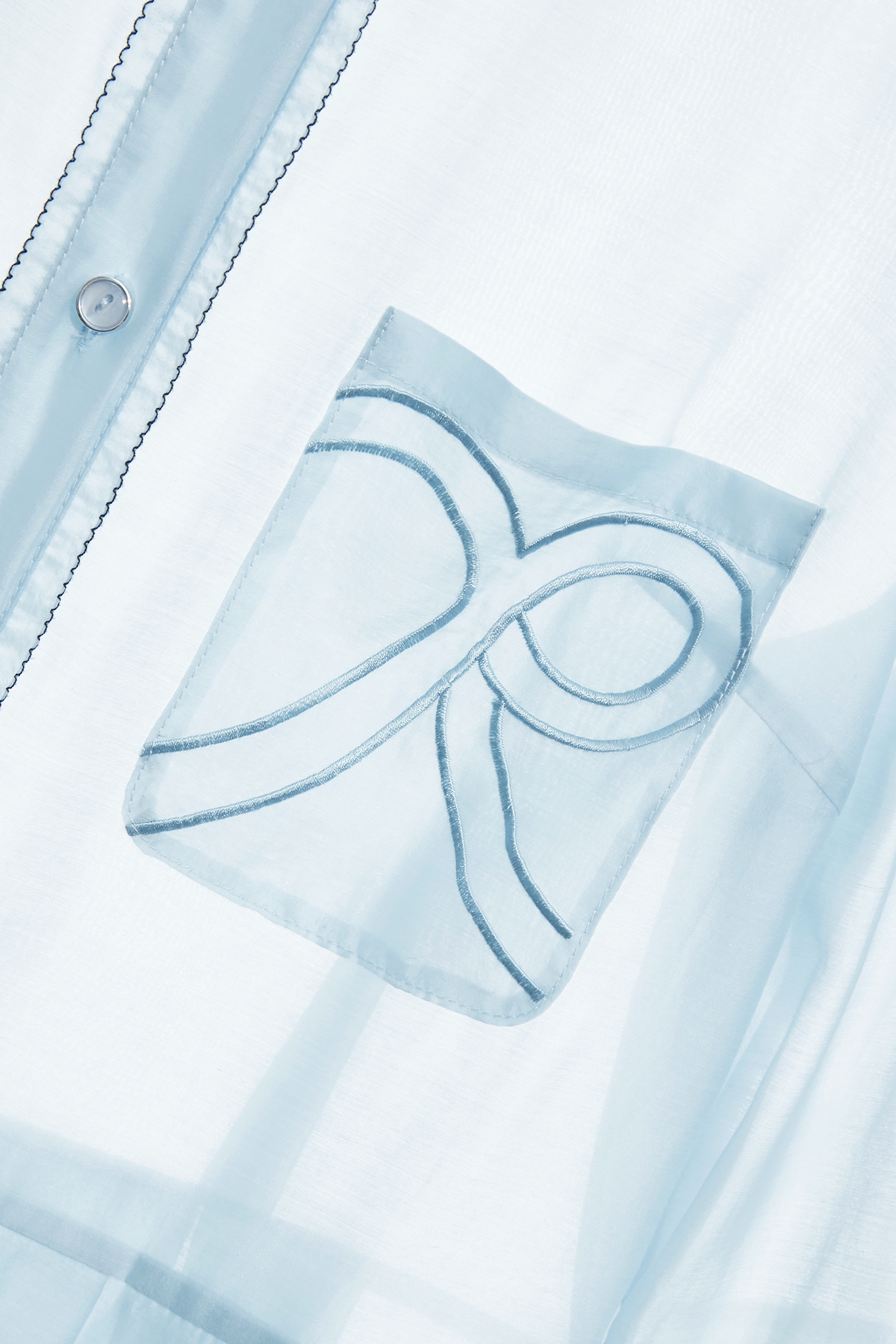 Light Blue Shirt Dress With Contrast Stitch DetailLight Blue Shirt Dress With Contrast Stitch Detail,Office Looks,Embroidered,Shirt dresses,Season (AW) Look,bows,upperclass