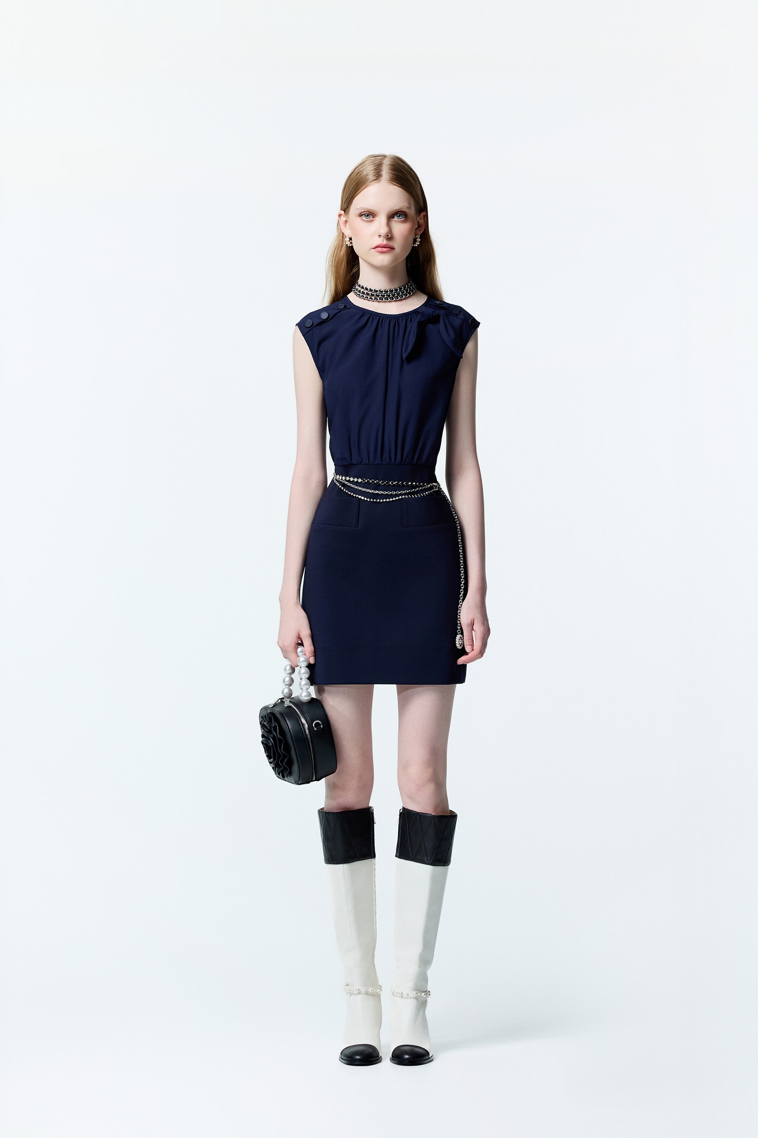 Navy Sheath Dress With Bow DetailNavy Sheath Dress With Bow Detail,Dresses,Season (AW) Look,Valentine