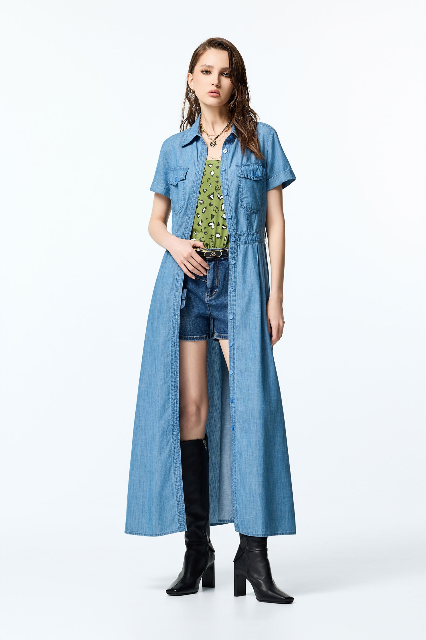 Short Sleeve Denim Shirt DressShort Sleeve Denim Shirt Dress,Casual dresses,Denim,Season (AW) Look,Valentine,Blouses,upperclass,Long shirts