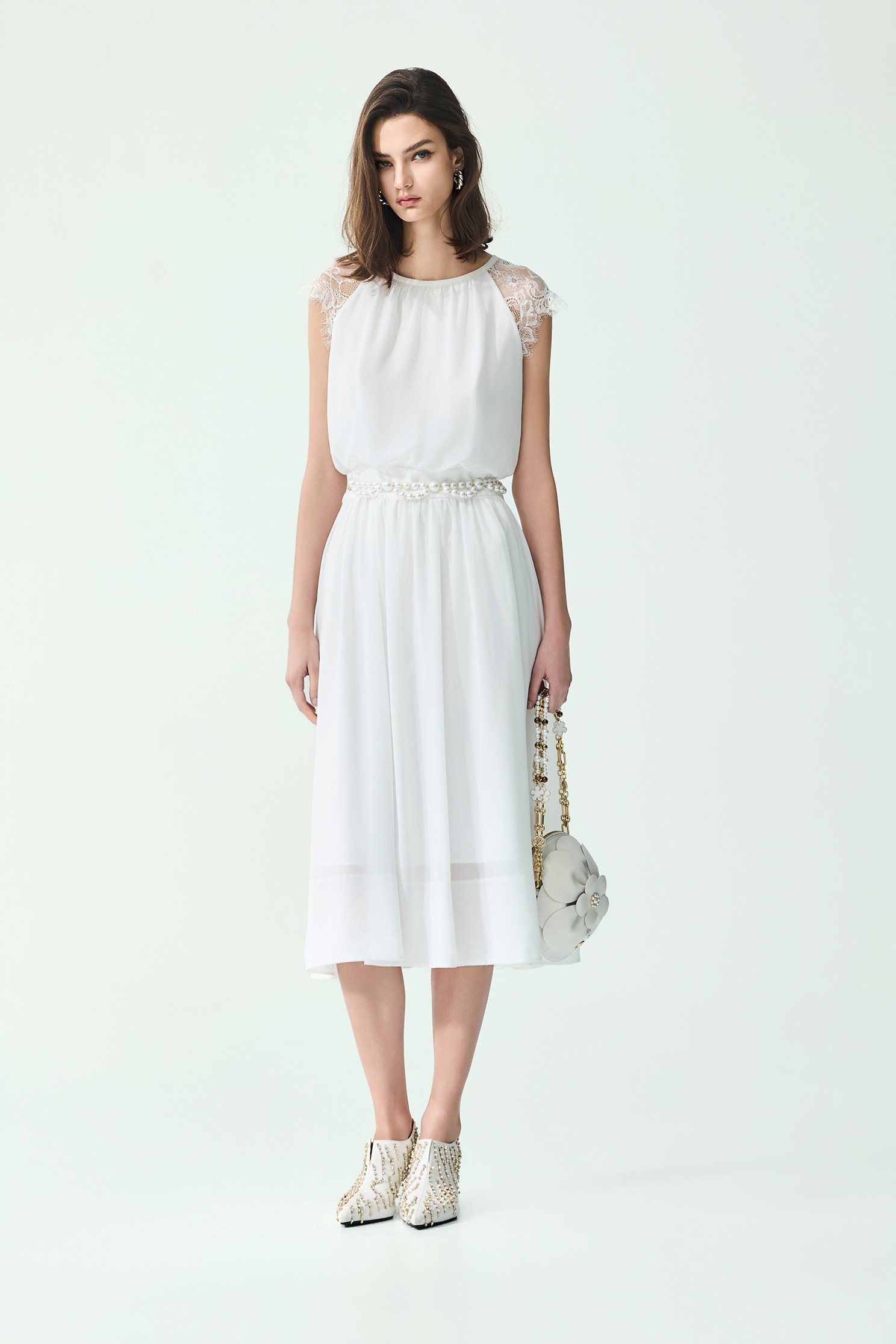 Classic White Lace Dress,Dresses,Season (SS) Look,pearl,White dresses,Lace