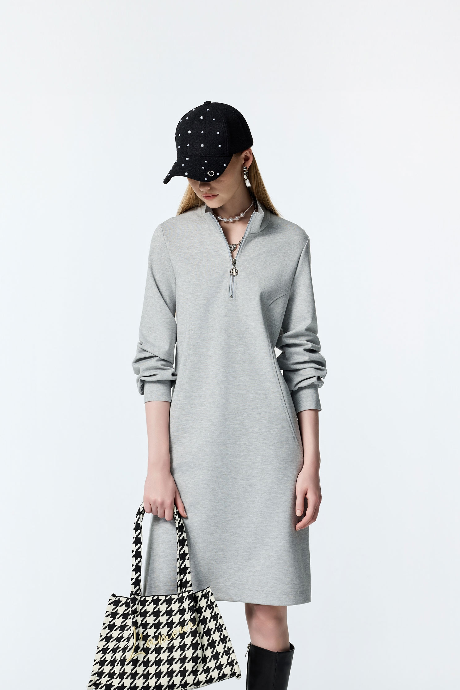 Light Grey Long Sleeve Casual DressLight Grey Long Sleeve Casual Dress,Dresses,Season (AW) Look,Knitted
