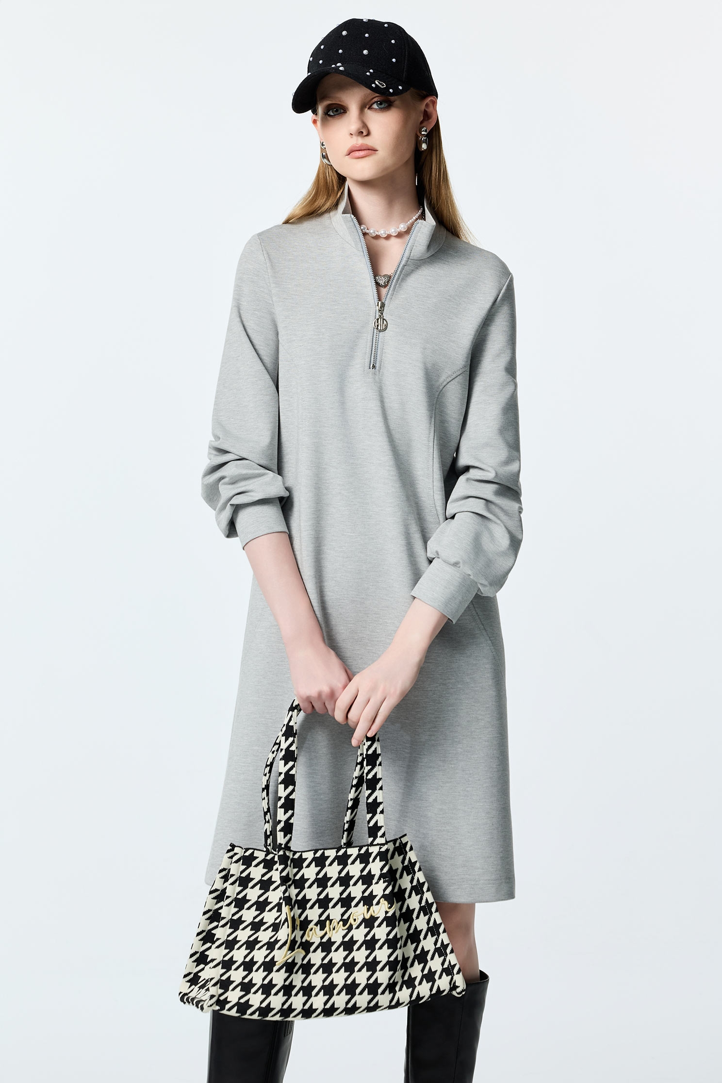 Light Grey Long Sleeve Casual DressLight Grey Long Sleeve Casual Dress,Dresses,Season (AW) Look,Knitted