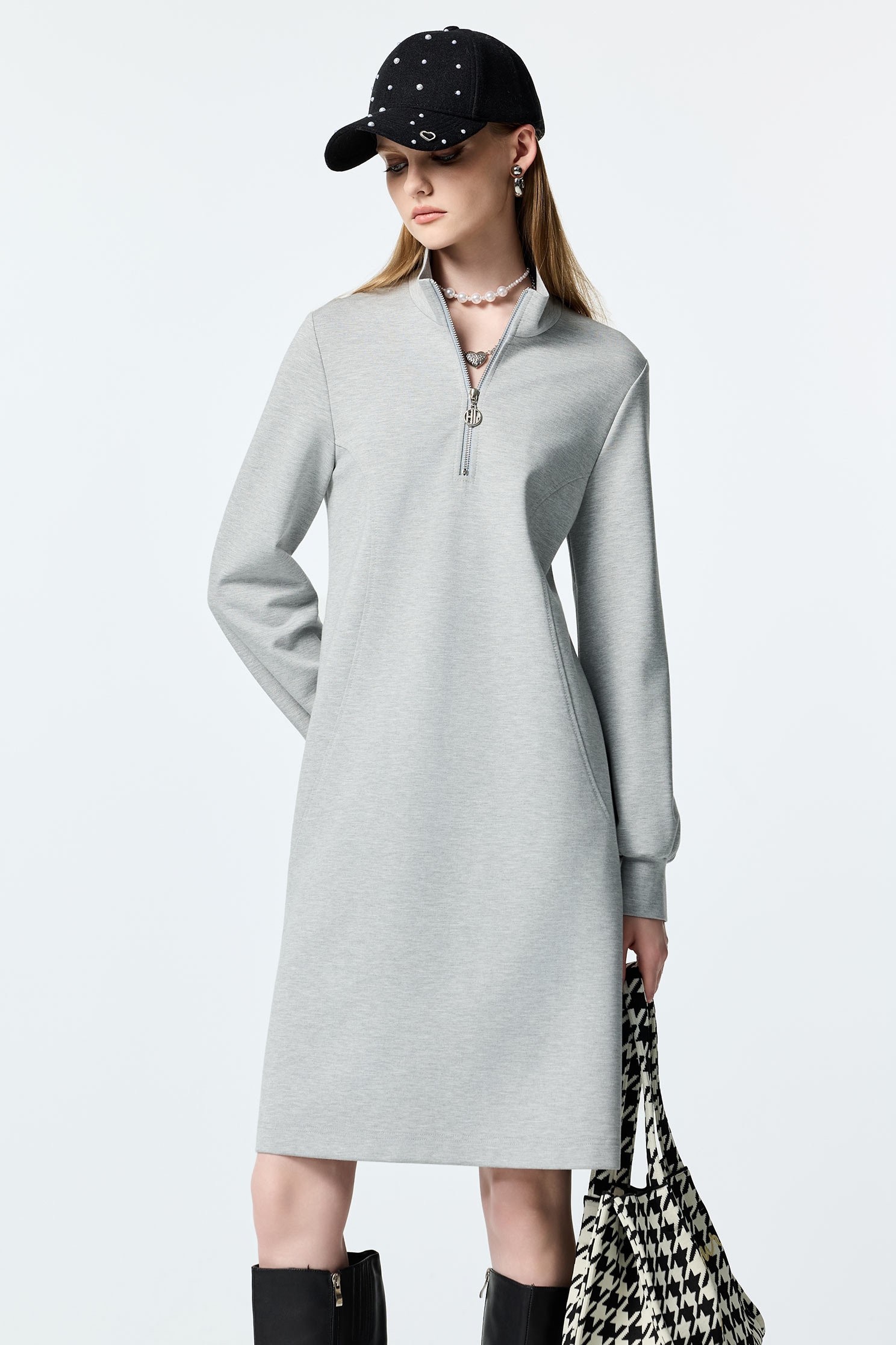 Light Grey Long Sleeve Casual DressLight Grey Long Sleeve Casual Dress,Dresses,Season (AW) Look,Knitted