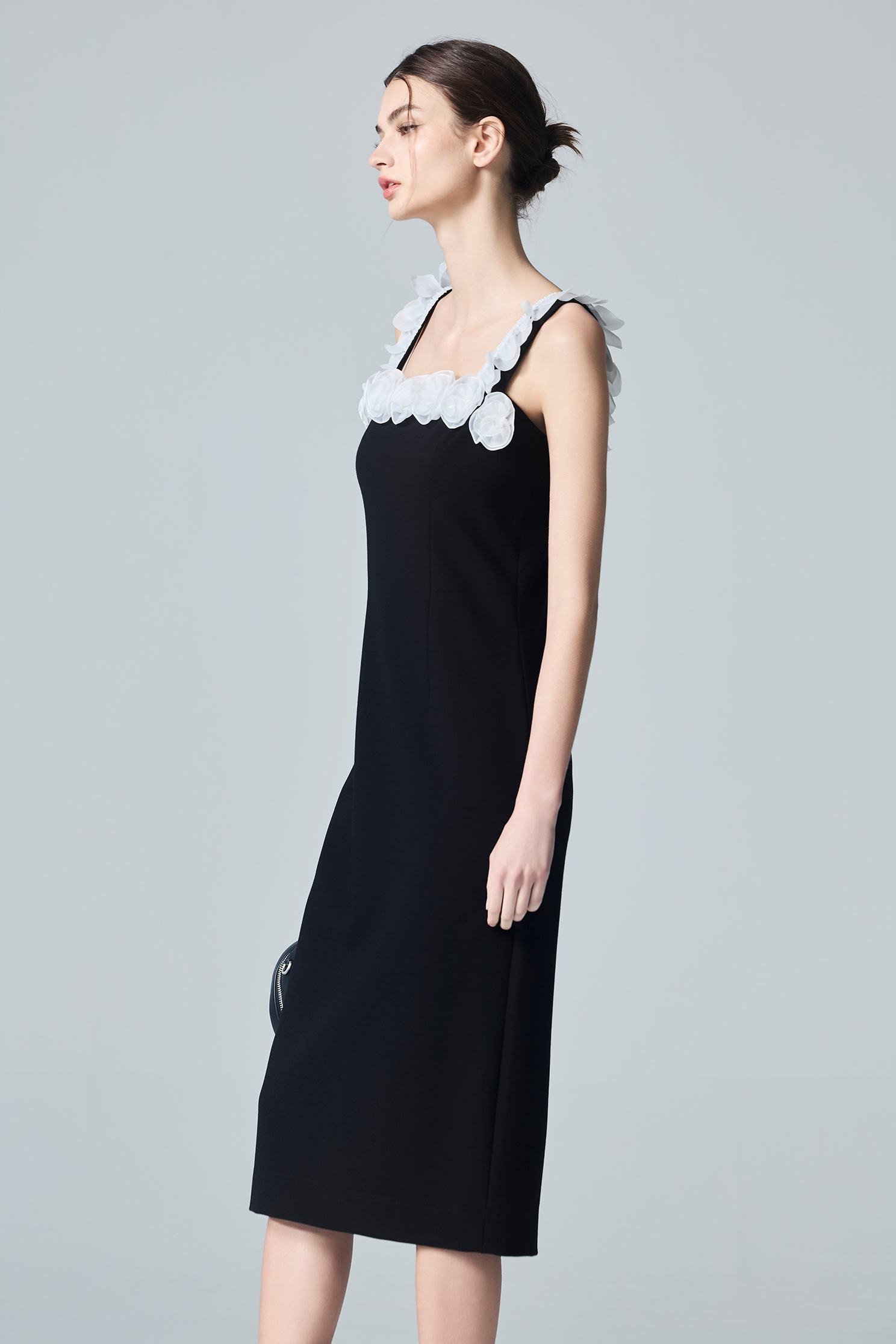 3-D Contrast Rose Fitted Dress3-D Contrast Rose Fitted Dress,Dresses,Season (AW) Look,Black dresses