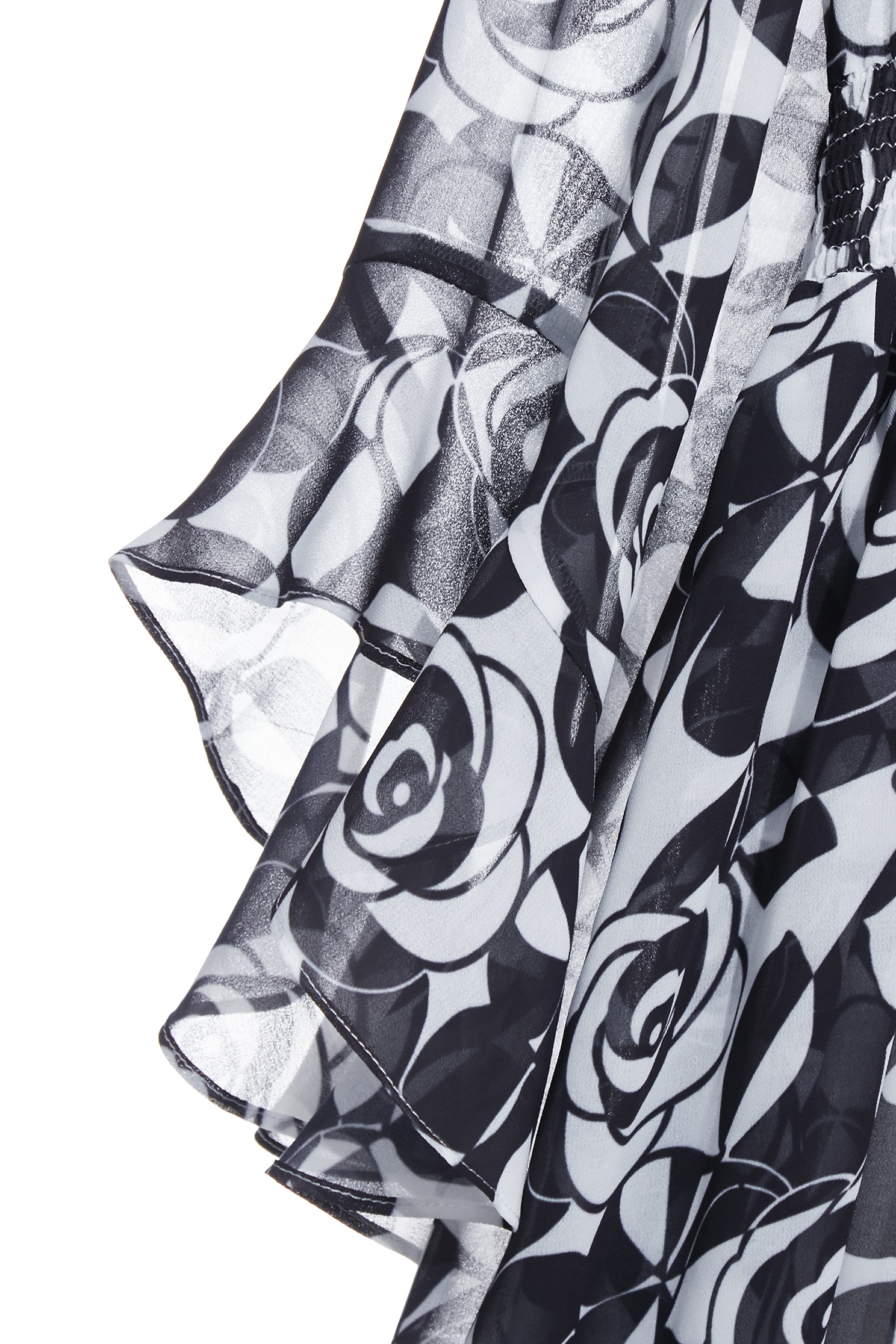 Rose Print Ruffle Collar Maxi DressRose Print Ruffle Collar Maxi Dress,Dresses,Under shirts,Season (AW) Look,Chiffon
