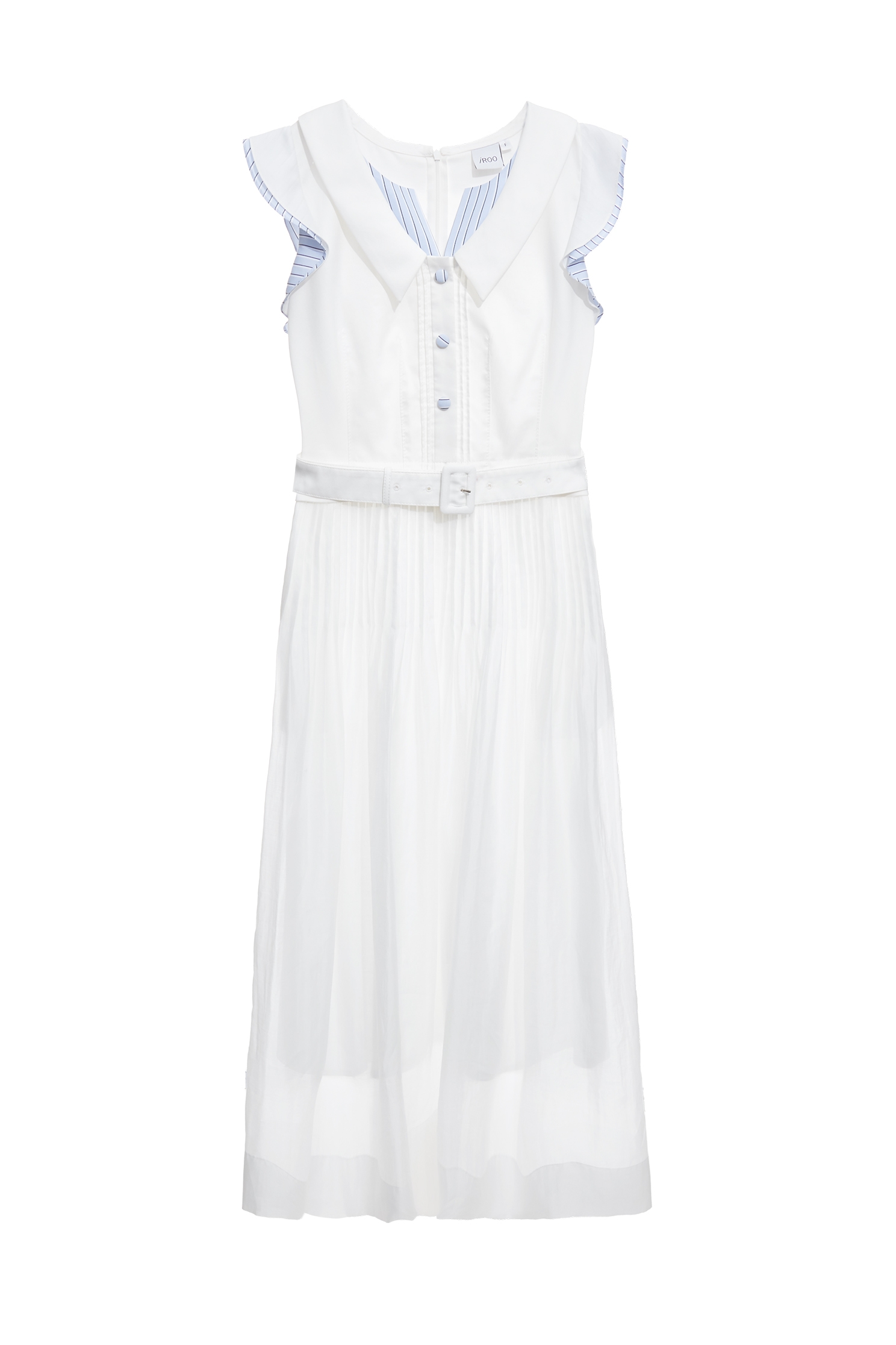 Cream White Faux-Layered DressCream White Faux-Layered Dress,Dresses,Stripe,White dresses,Season (AW) Look