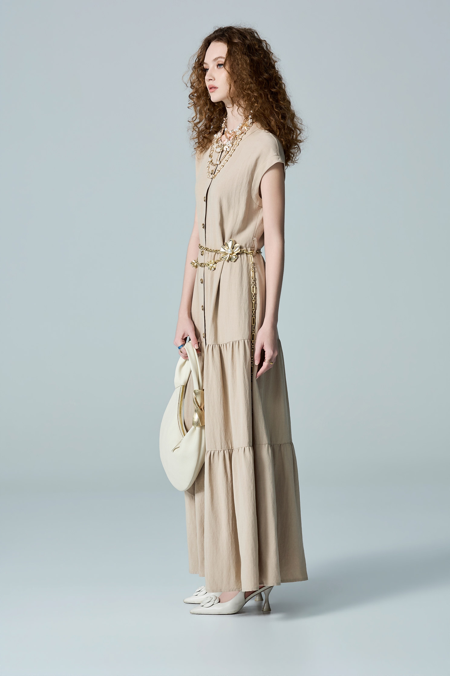 Button Front Khaki Maxi DressButton Front Khaki Maxi Dress,Dresses,Season (AW) Look