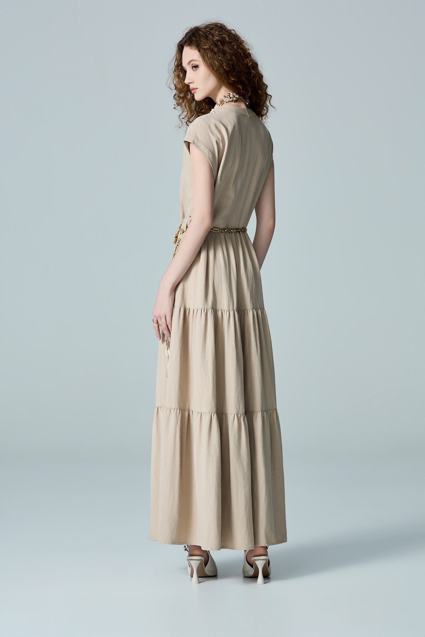 Button Front Khaki Maxi DressButton Front Khaki Maxi Dress,Dresses,Season (AW) Look