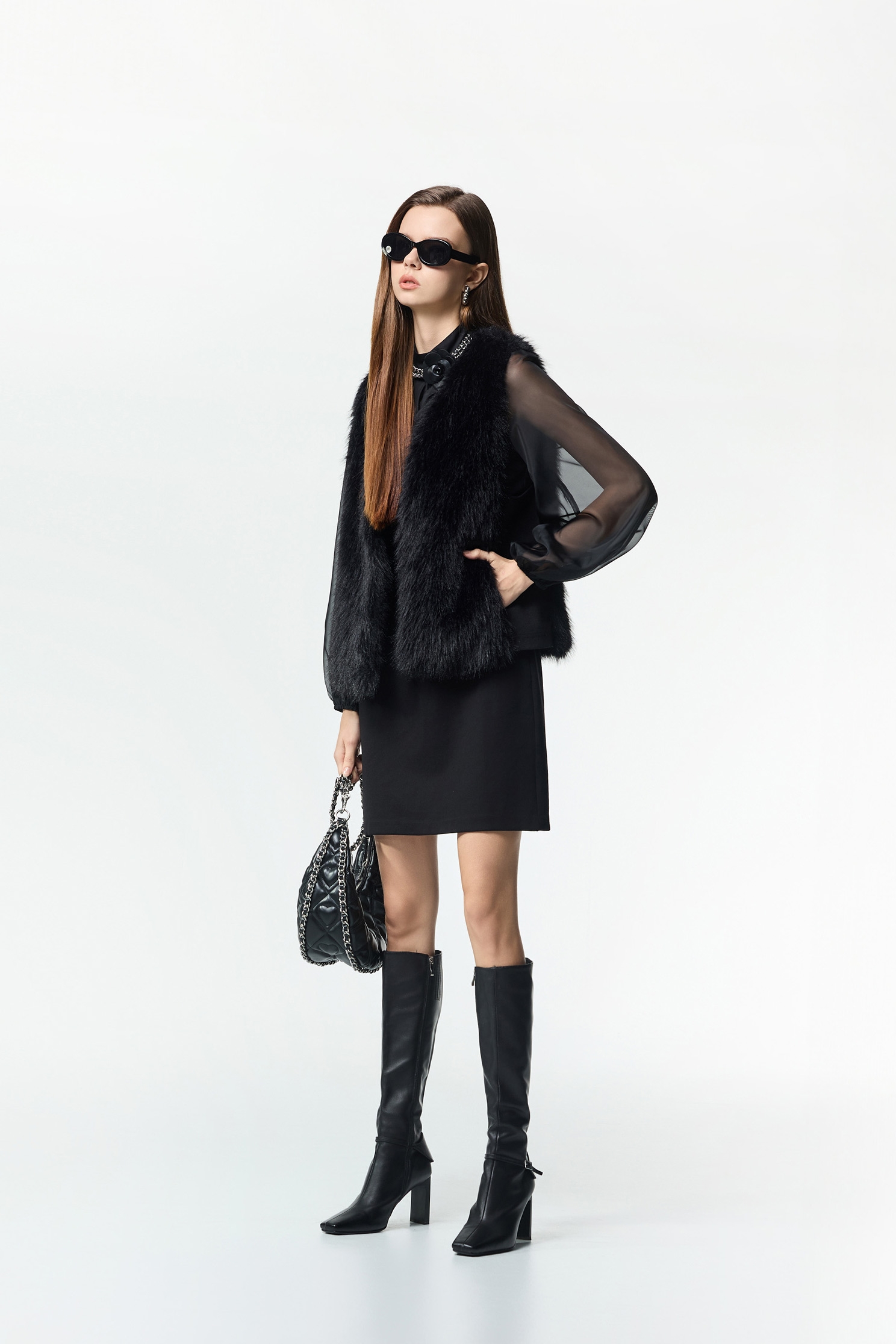 Ruffle Detail Organza Sleeve DressRuffle Detail Organza Sleeve Dress,Dresses,Season (AW) Look