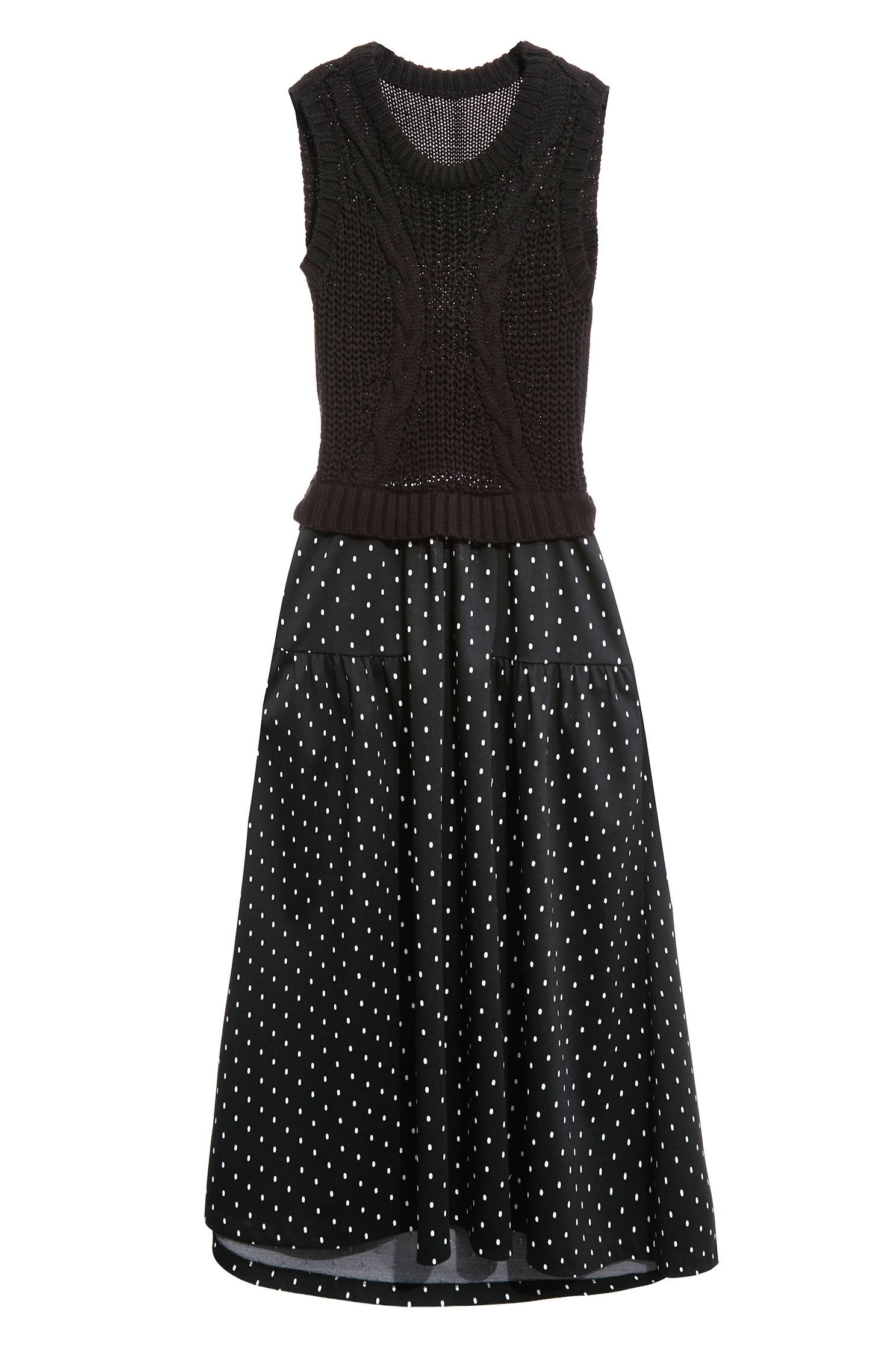 Cable Knit With Polka Dot Print DressCable Knit With Polka Dot Print Dress,Dresses,Office Looks,Knitted dresses,dotcollection,Season (AW) Look,Valentine,sleeveless tops,Knitted,Knitted dresses