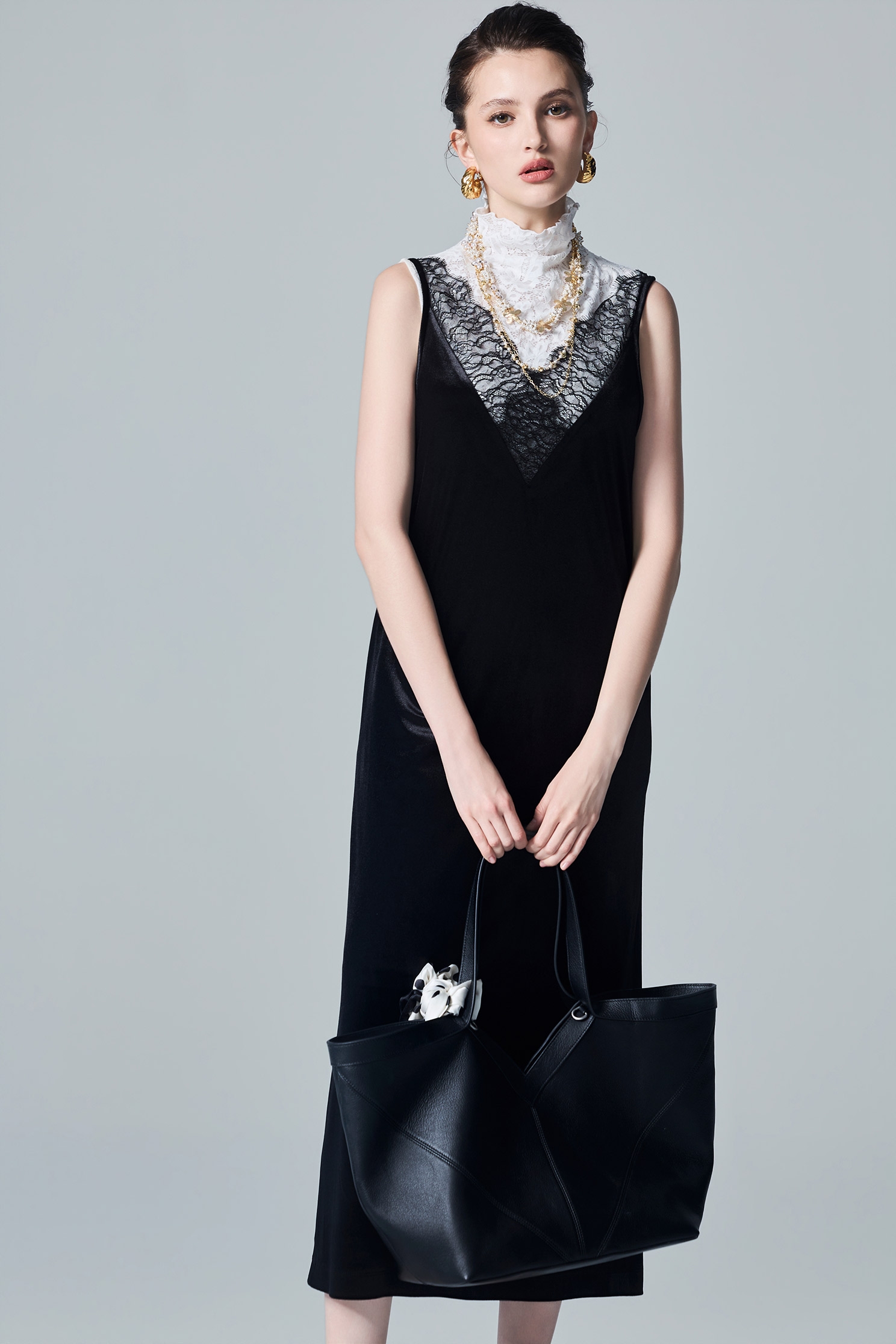 Lace Detail Sleeveless Midi DressLace Detail Sleeveless Midi Dress,Dresses,Season (AW) Look,Lace,Black dresses
