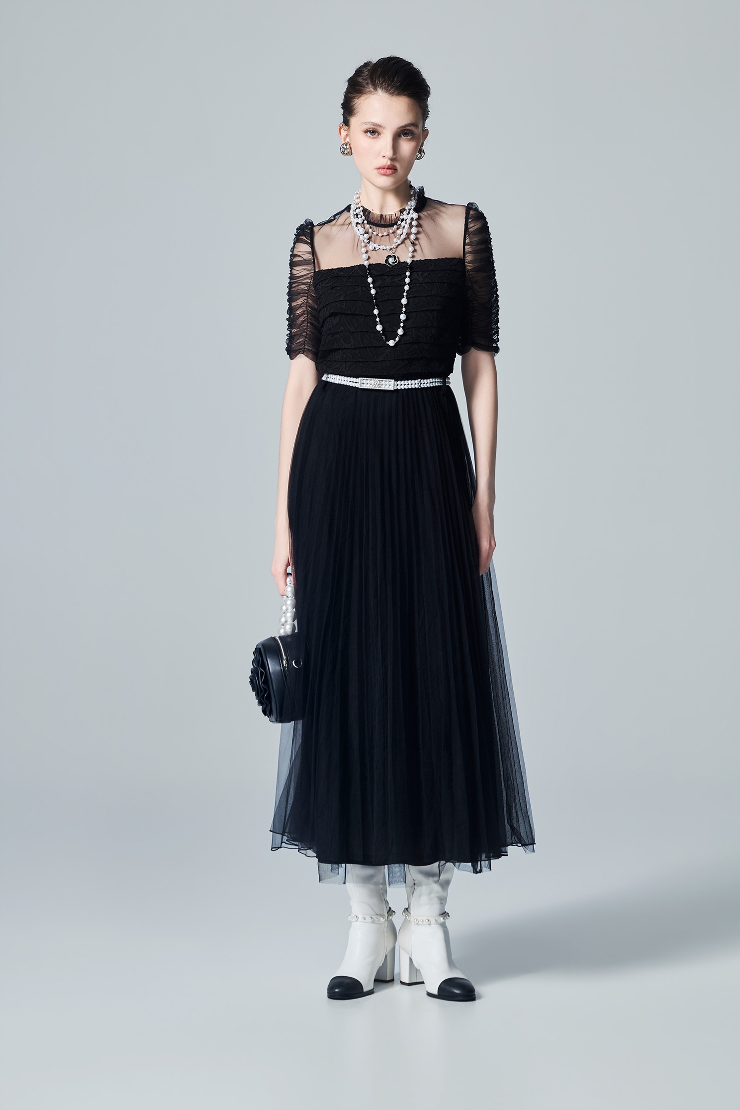 Pleated Tulle Black DressPleated Tulle Black Dress,Dresses,Season (AW) Look,Mesh fabric,Chiffon,Black dresses